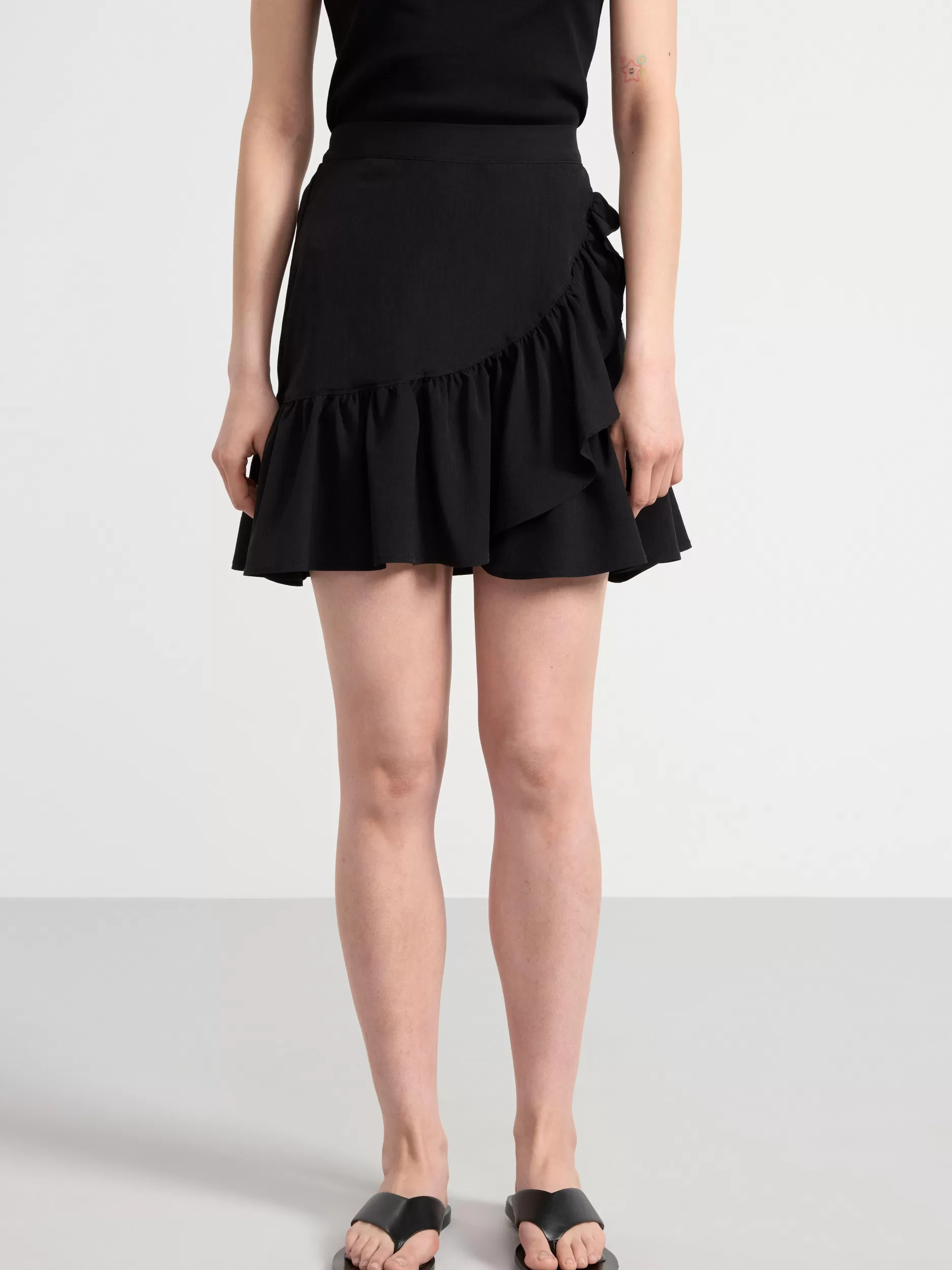 Lindex Skjørt<MiniSkjørt Med Volanger Black
