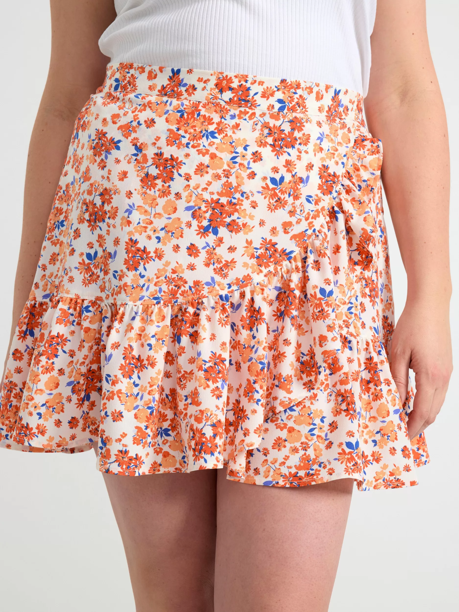 Lindex Skjørt<MiniSkjørt Med Volanger Orange