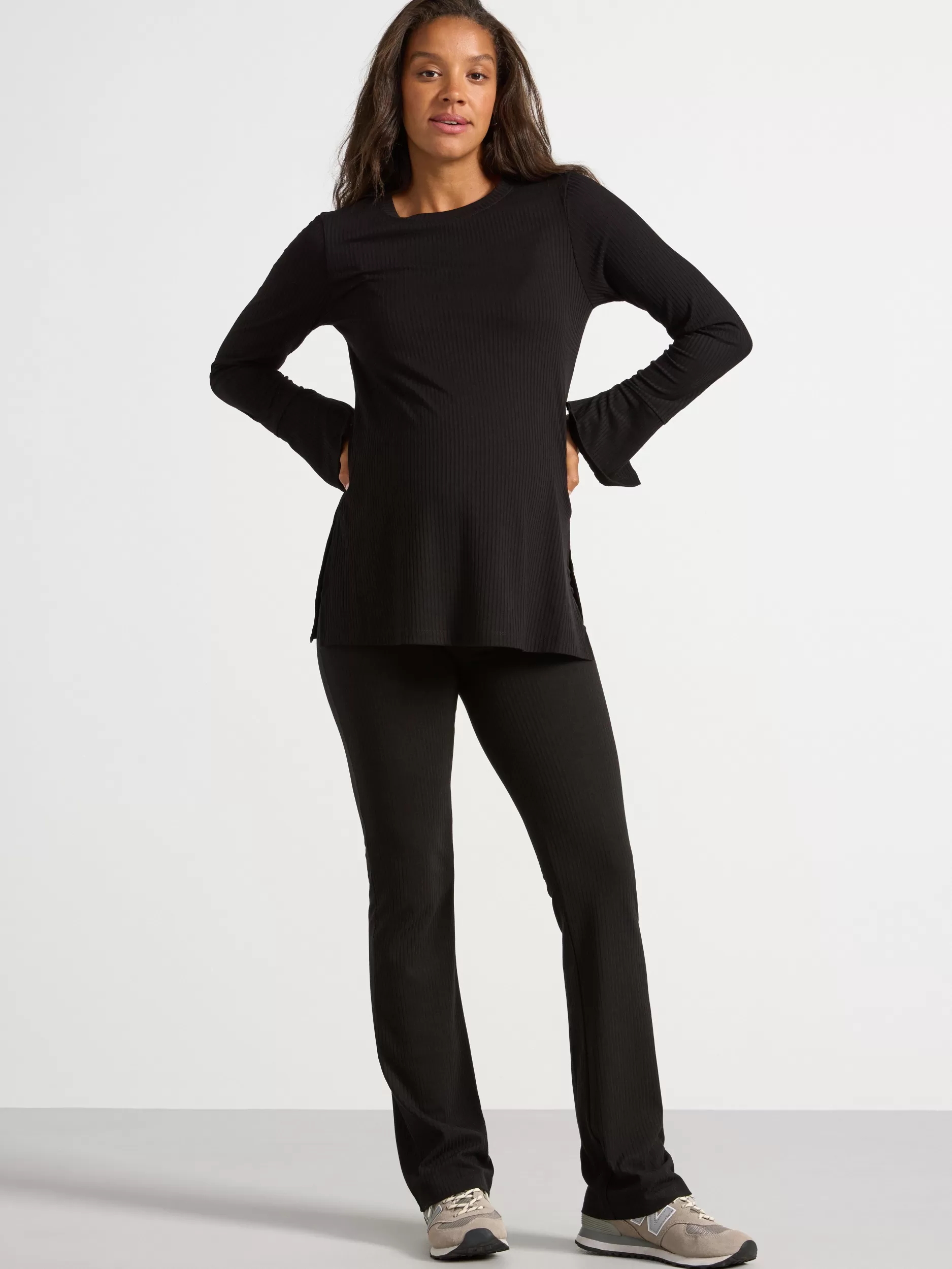 Lindex Bukser<Mom Jerseybukse Med Utsvingede Ben Black