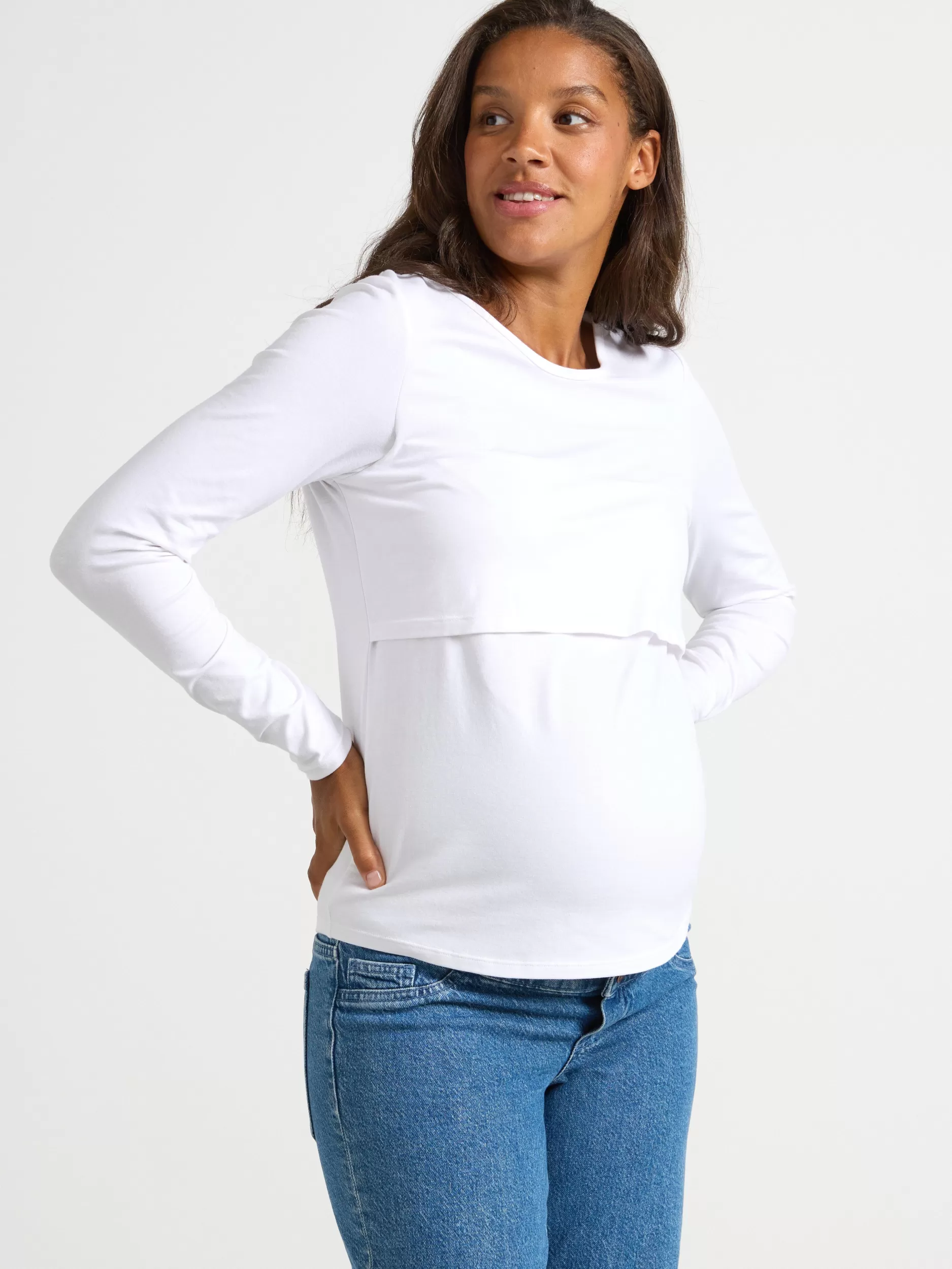 Lindex Topper & T-Skjorter<Mom Langermet Ammeoverdel White