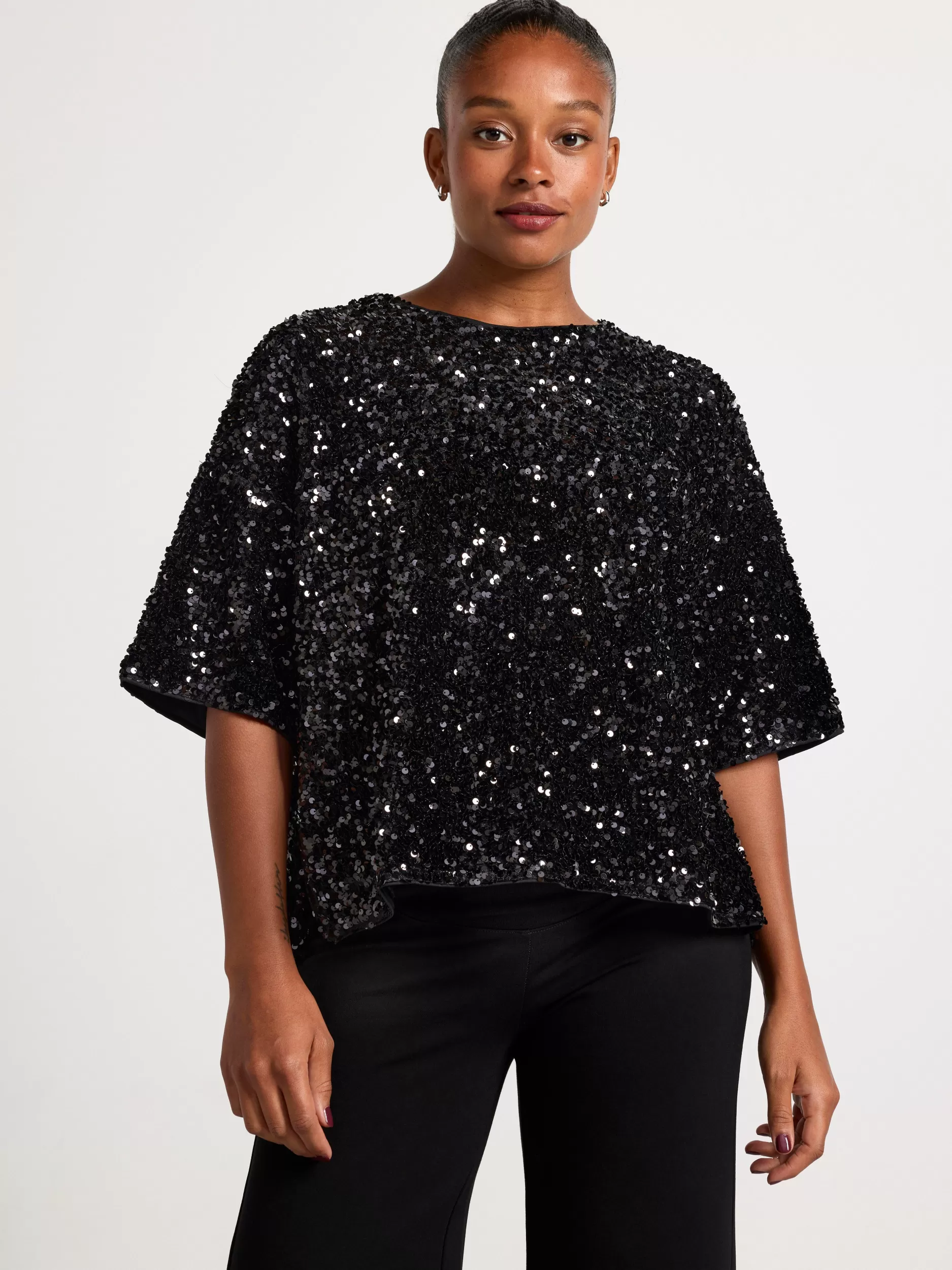 Lindex Topper & T-Skjorter<Mom Paljettoverdel Black