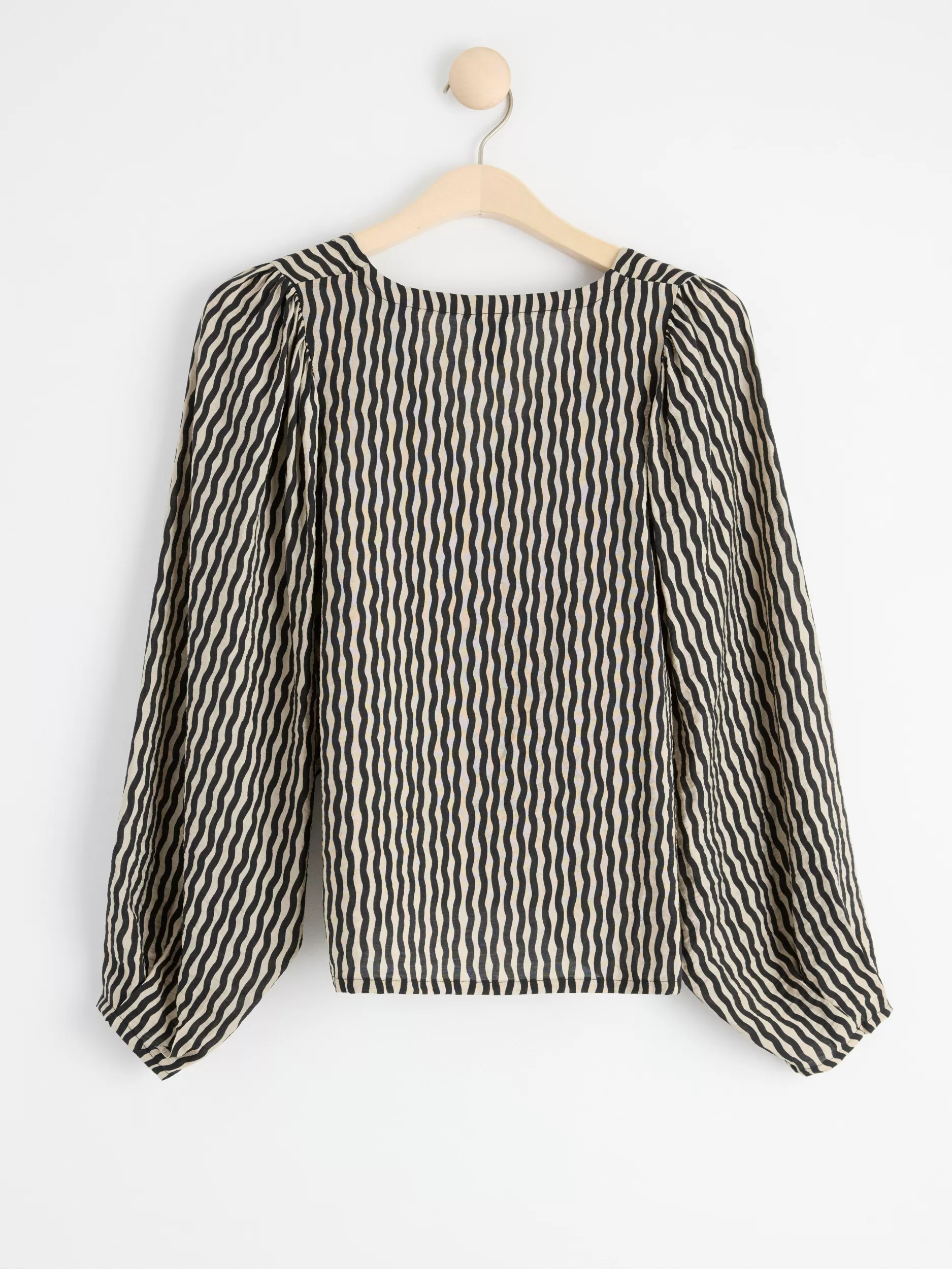 Lindex Bluser & Skjorter<Monstret Bluse Med Puffermer Black