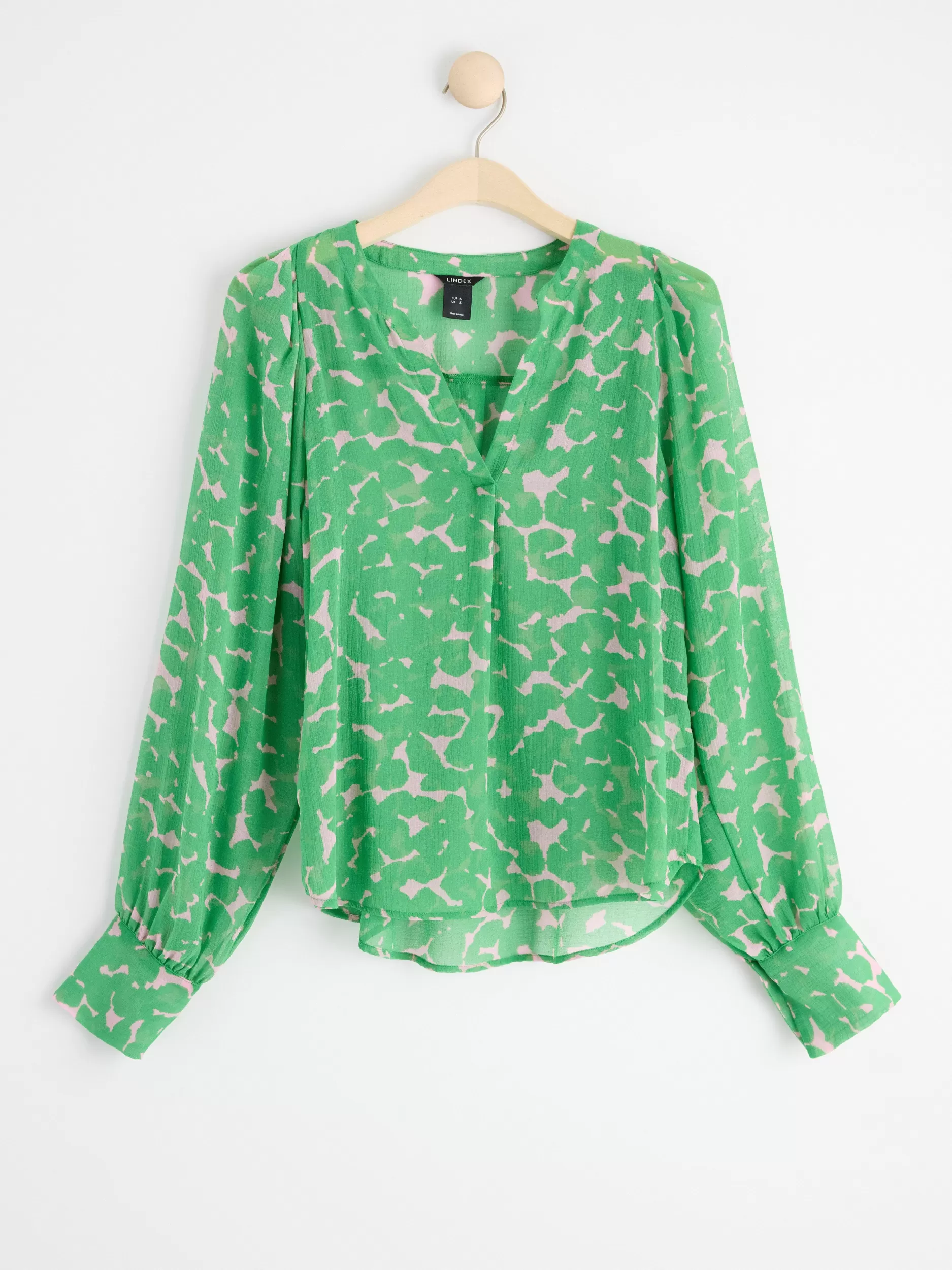 Lindex Bluser & Skjorter<Monstret Chiffonbluse Green