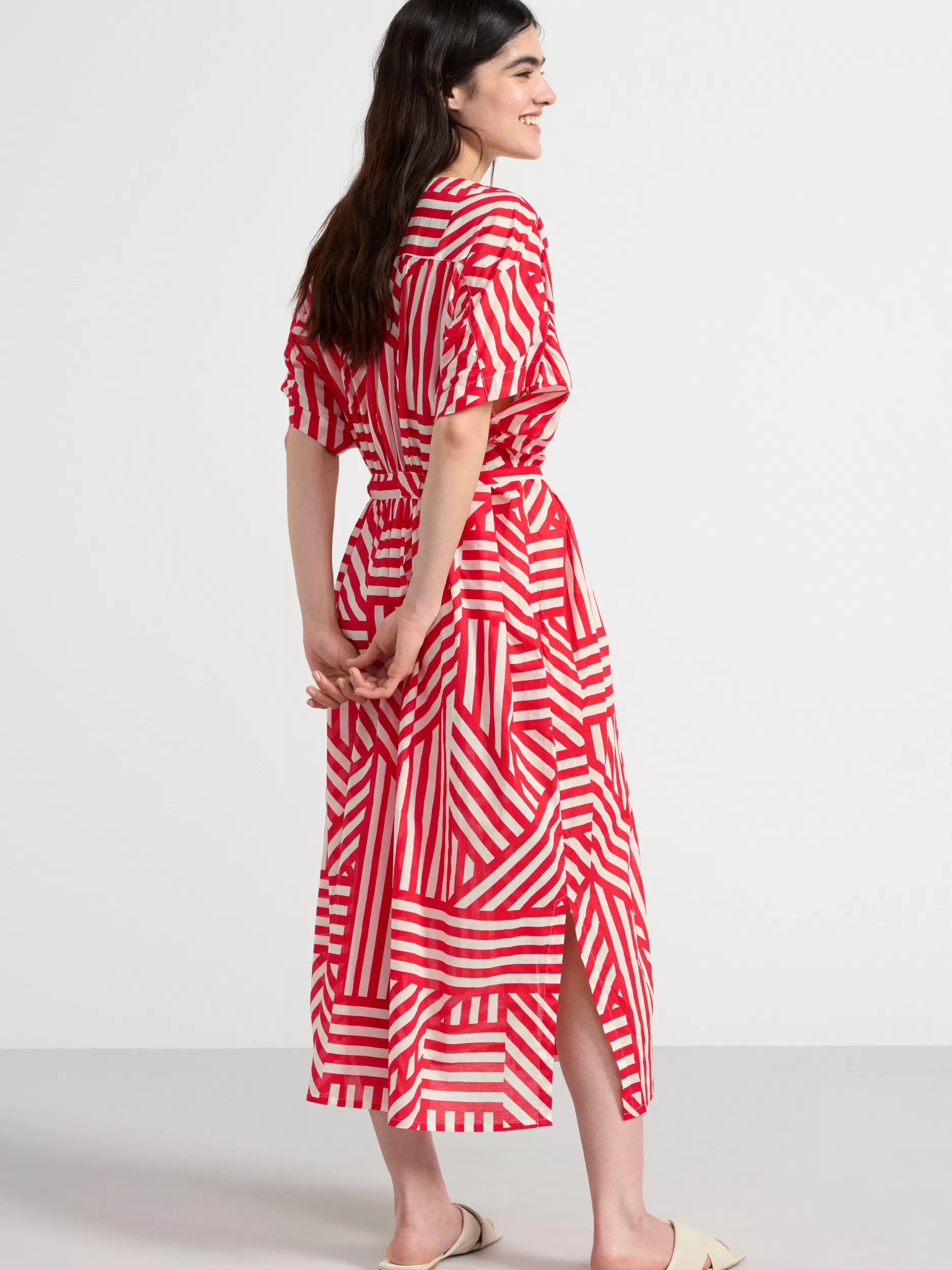 Lindex Kjoler<Monstret Kaftankjole I Midilengde Strong Red