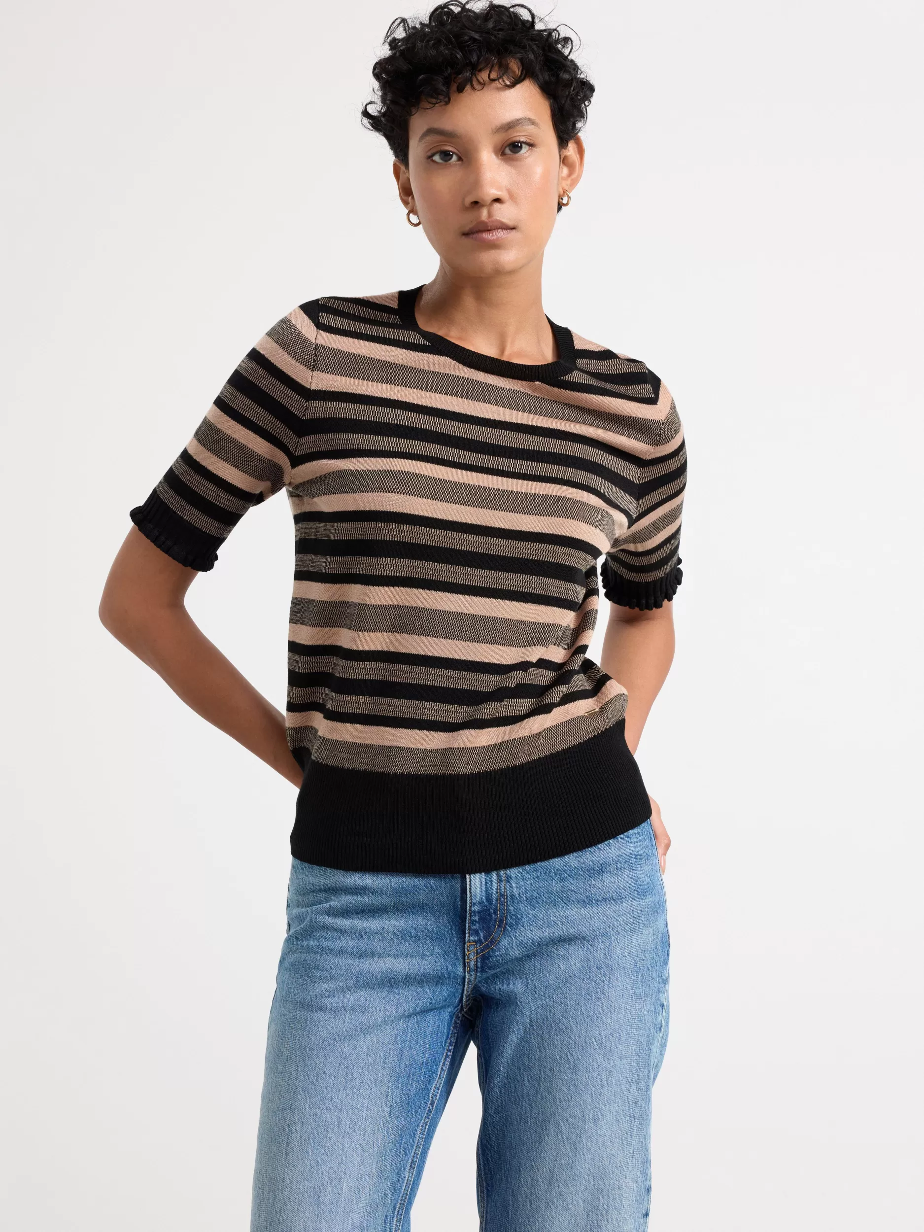 Lindex Gensere & Cardiganer<Monstret, Kortermet Genser Black
