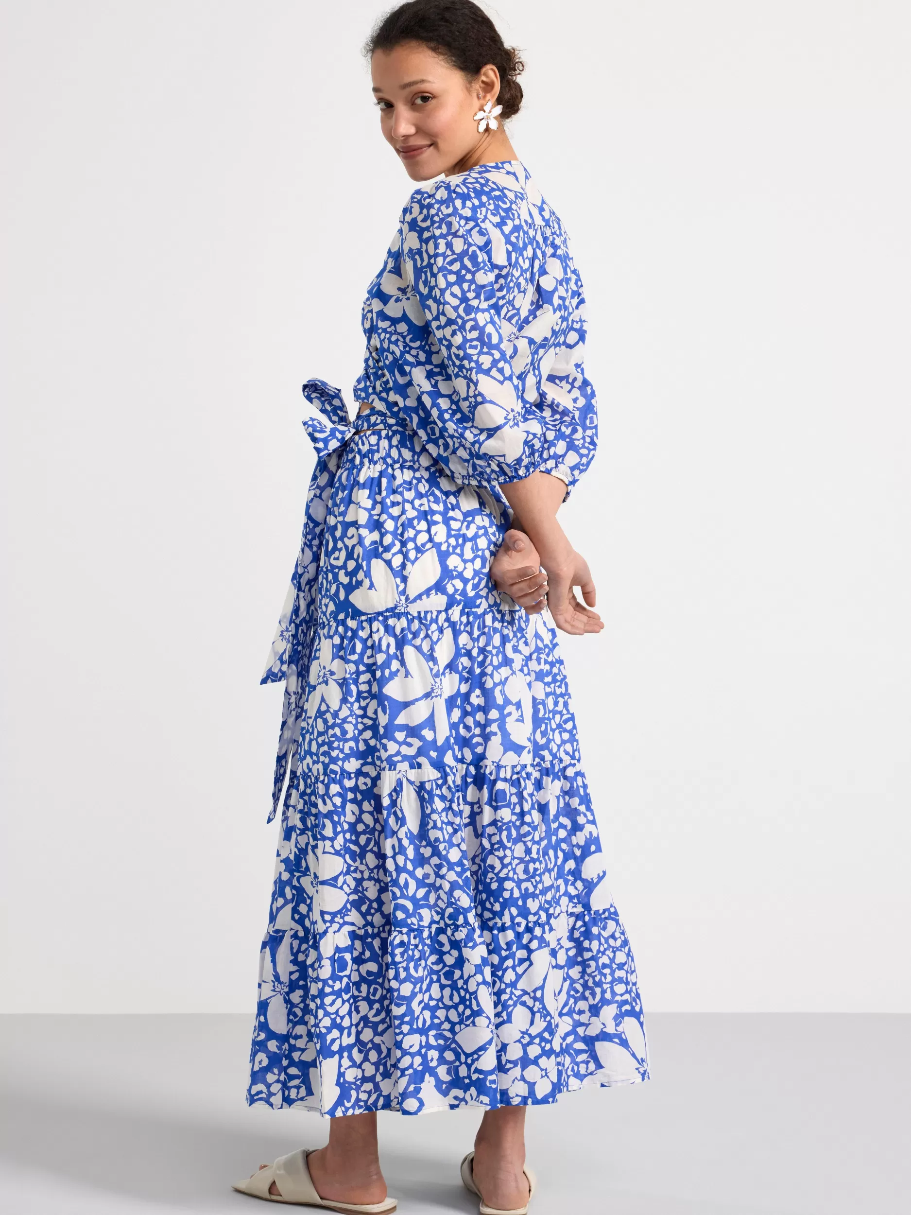 Lindex Bluser & Skjorter<Monstret Omslagsbluse Med Puffermer Blue