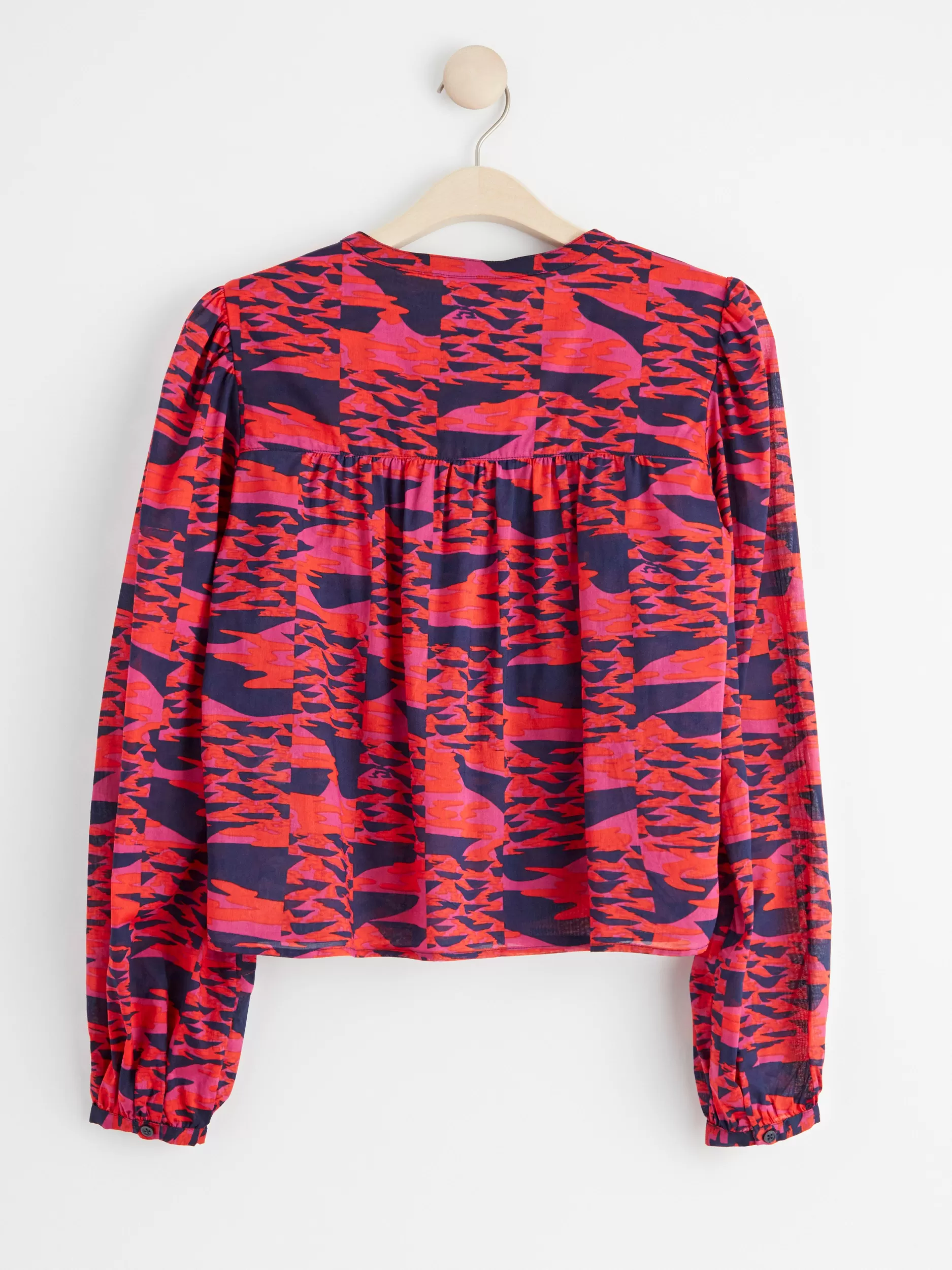 Lindex Bluser & Skjorter<Monstrete Bomullsbluse Med Knapper Red