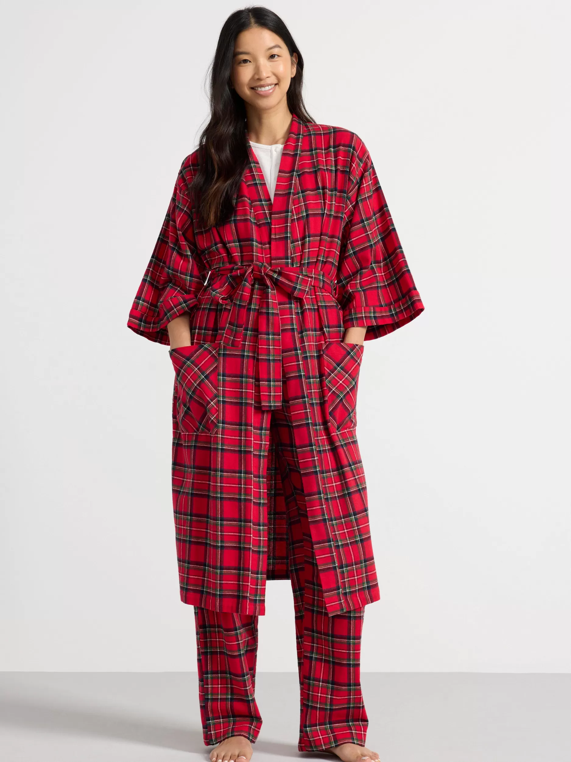 Lindex Nattøy<Morgenkape I Flanell Red