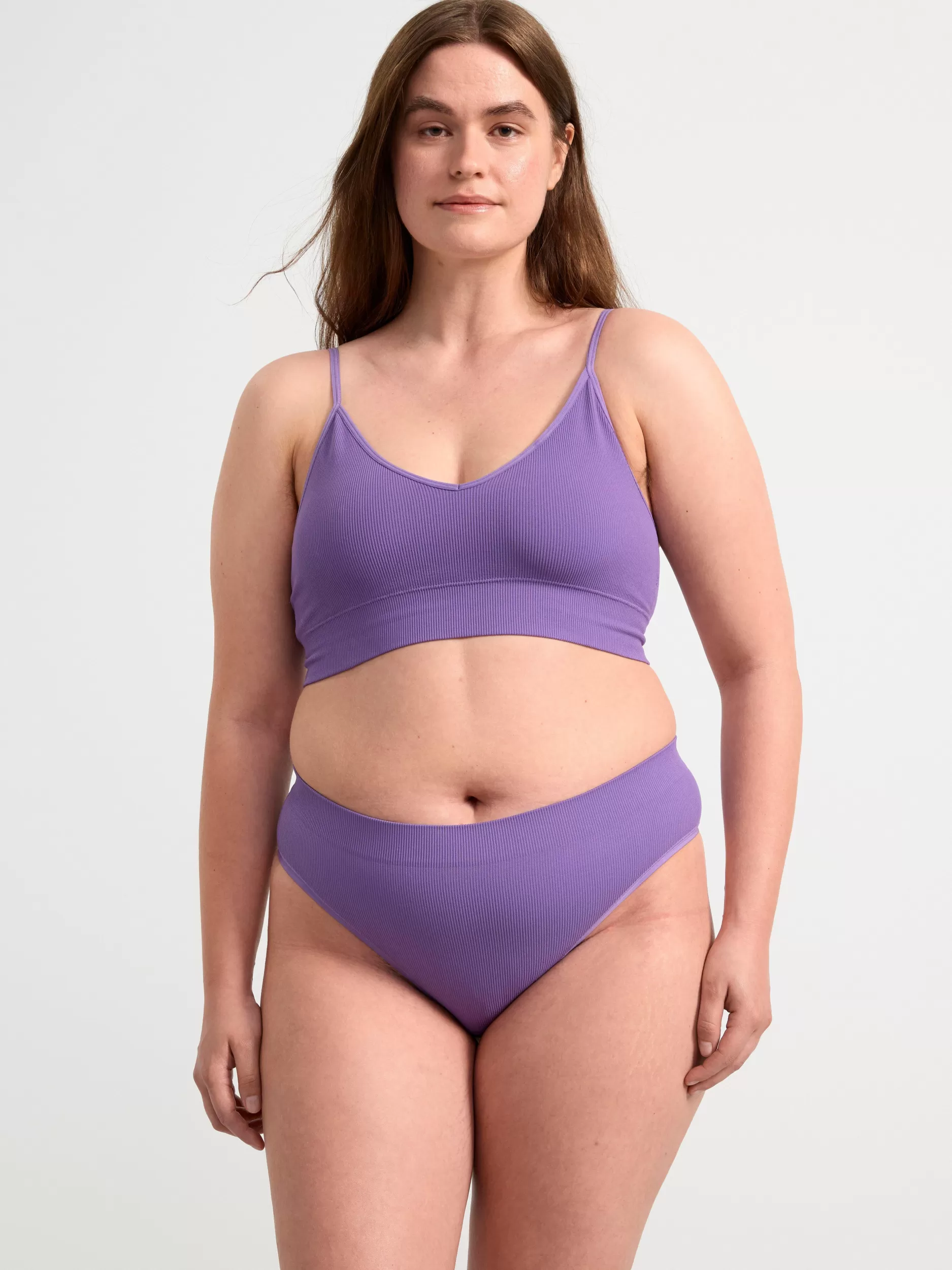 Lindex Bh<Myk, Ribbestrikket Og Somlos Bh Lilac
