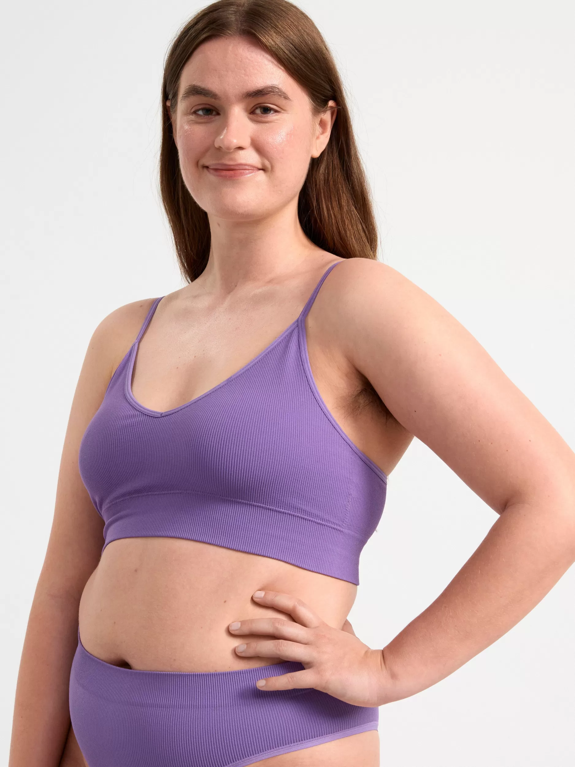 Lindex Bh<Myk, Ribbestrikket Og Somlos Bh Lilac