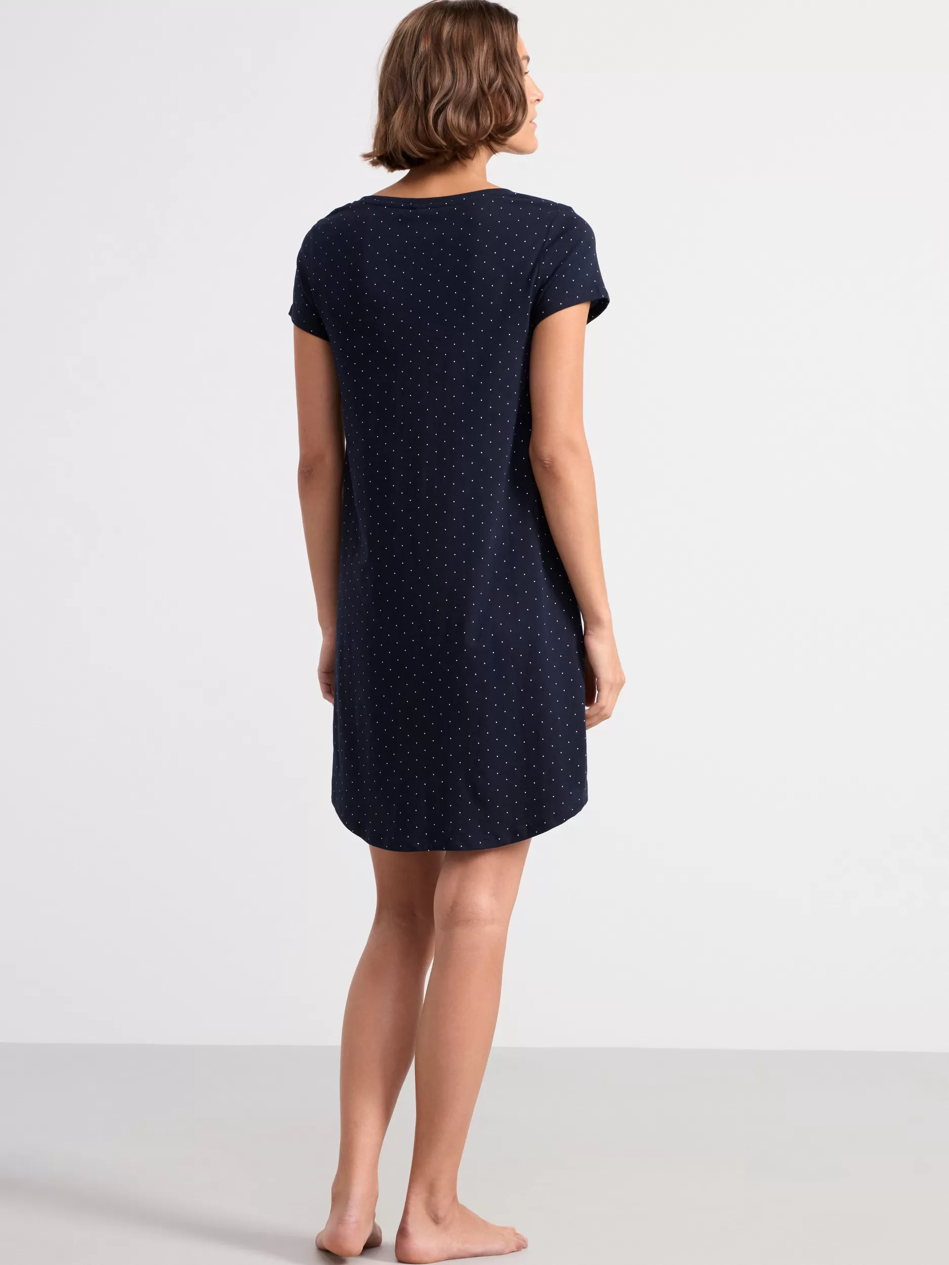 Lindex Nattøy<Nattkjole Med Prikker Dark Blue