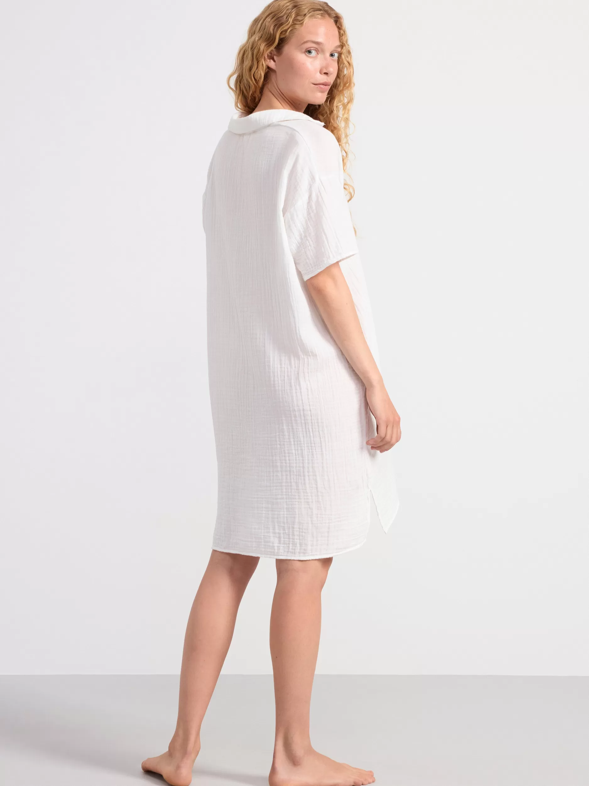 Lindex Nattøy<NattSkjørte I Kreppet Bomull Off White