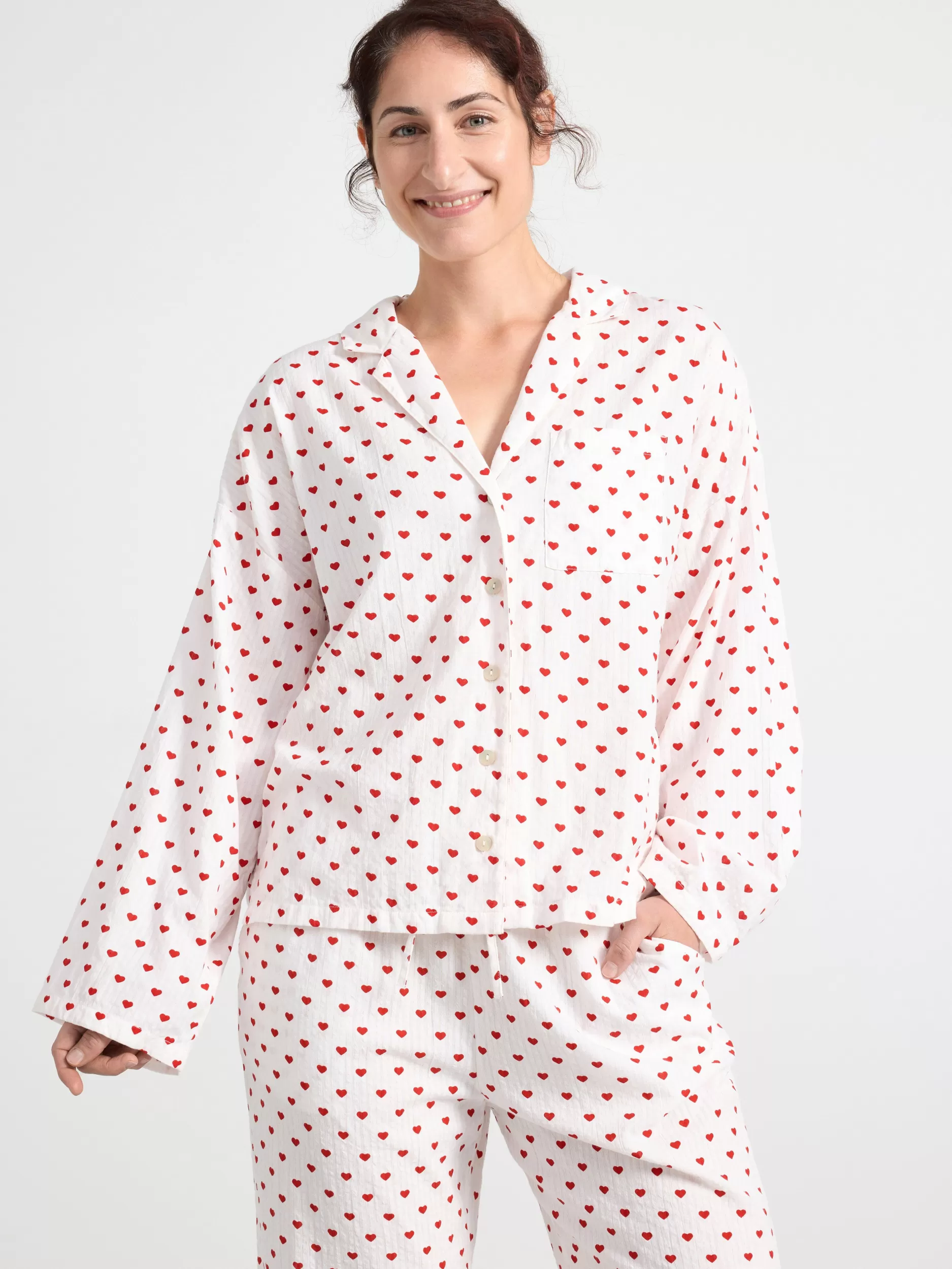 Lindex Nattøy<NattSkjørte I Seersucker Red