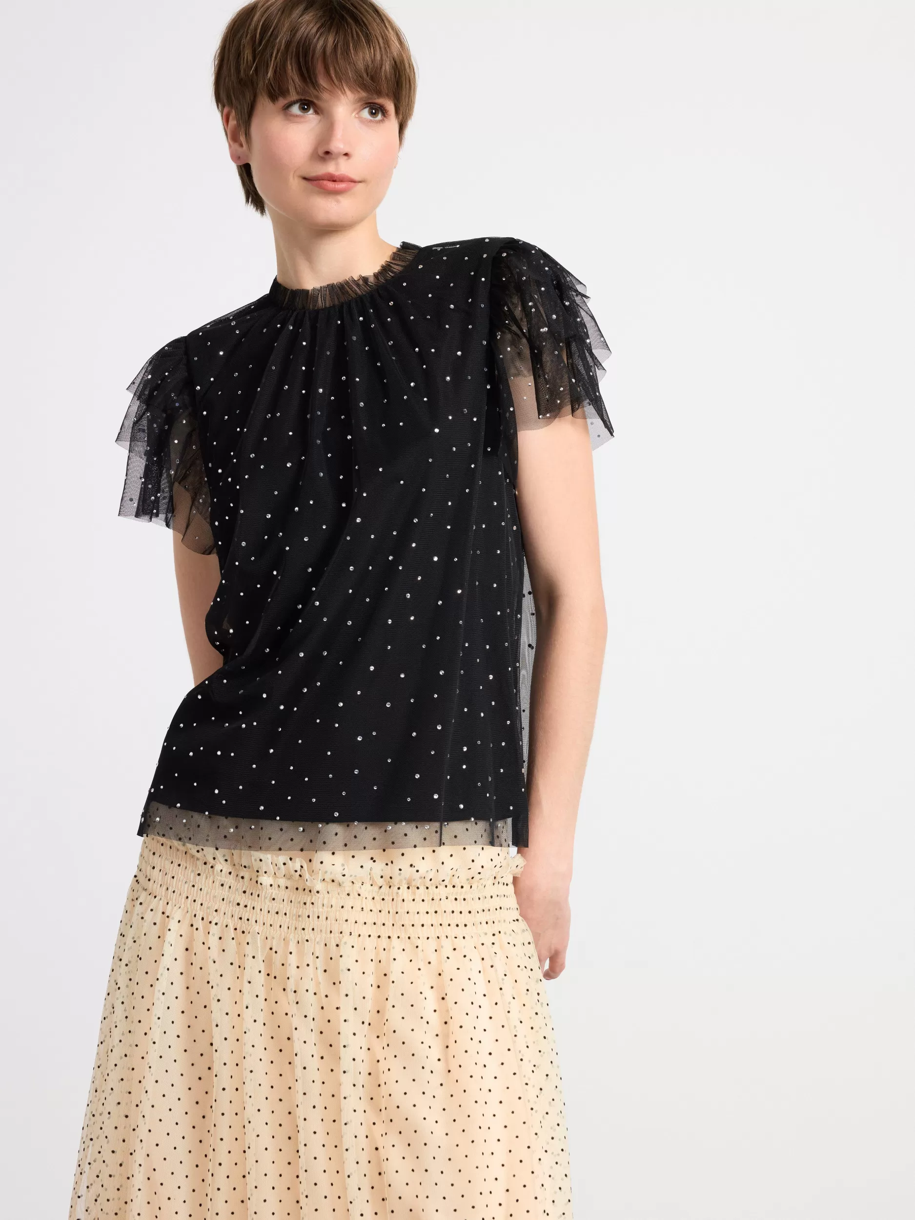 Lindex Topper & T-Skjorter<Nettingoverdel Med Rhinsteiner Black
