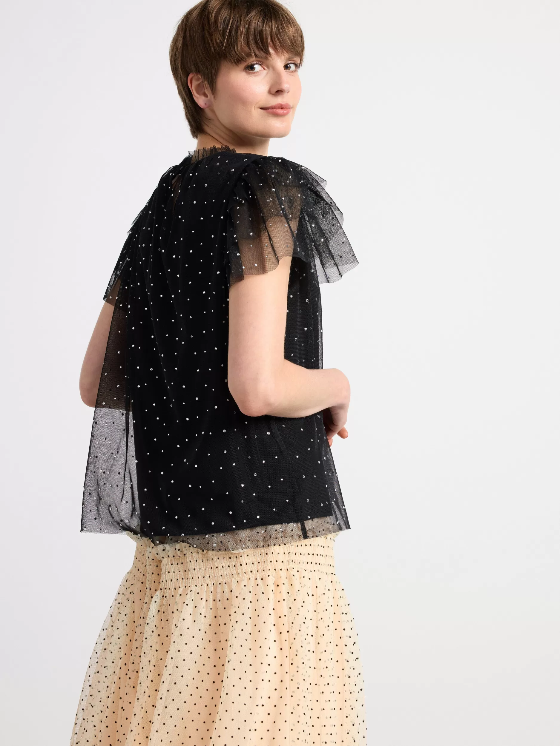 Lindex Topper & T-Skjorter<Nettingoverdel Med Rhinsteiner Black