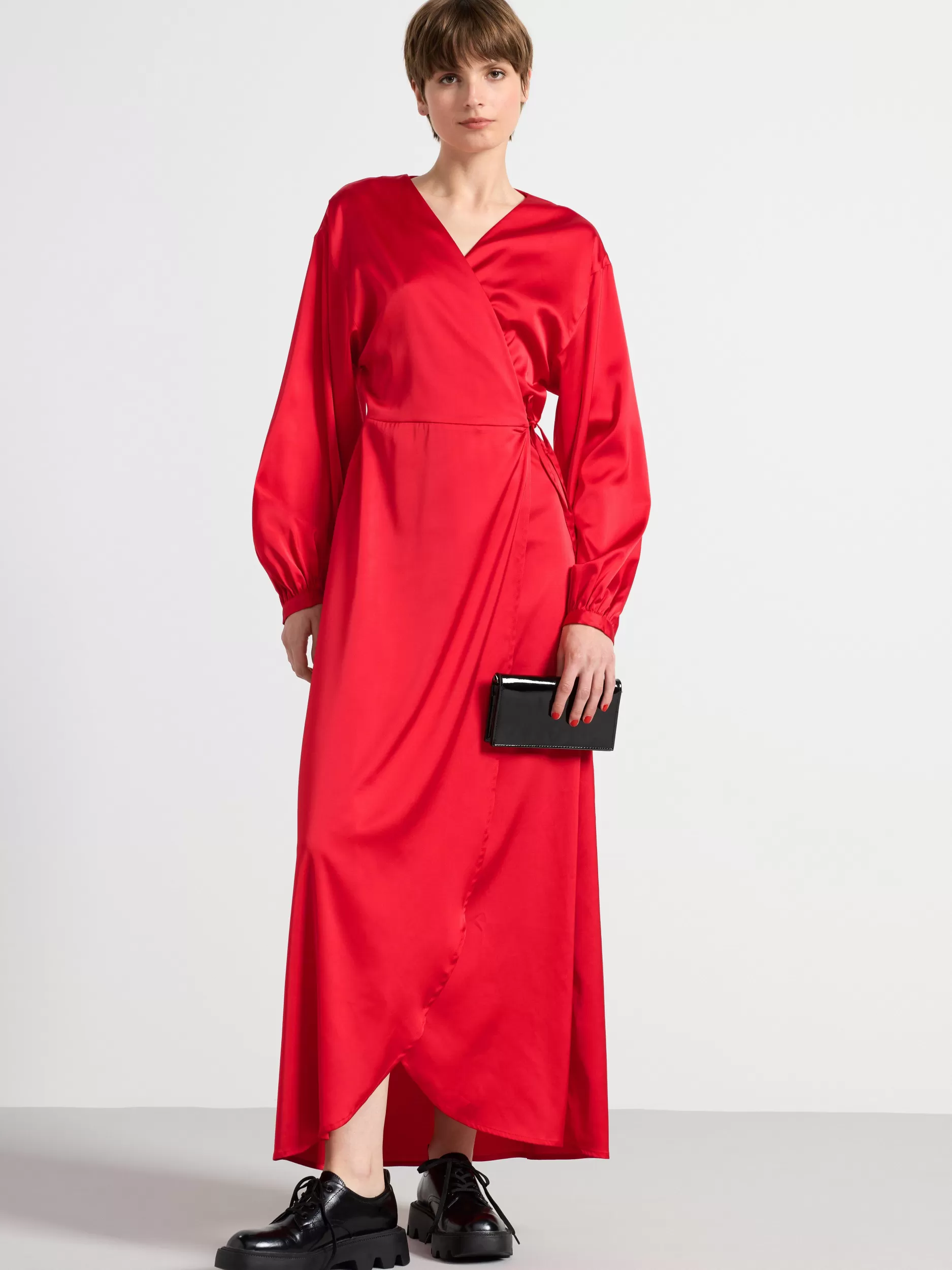 Lindex Kjoler<Omslagskjole I Sateng Red