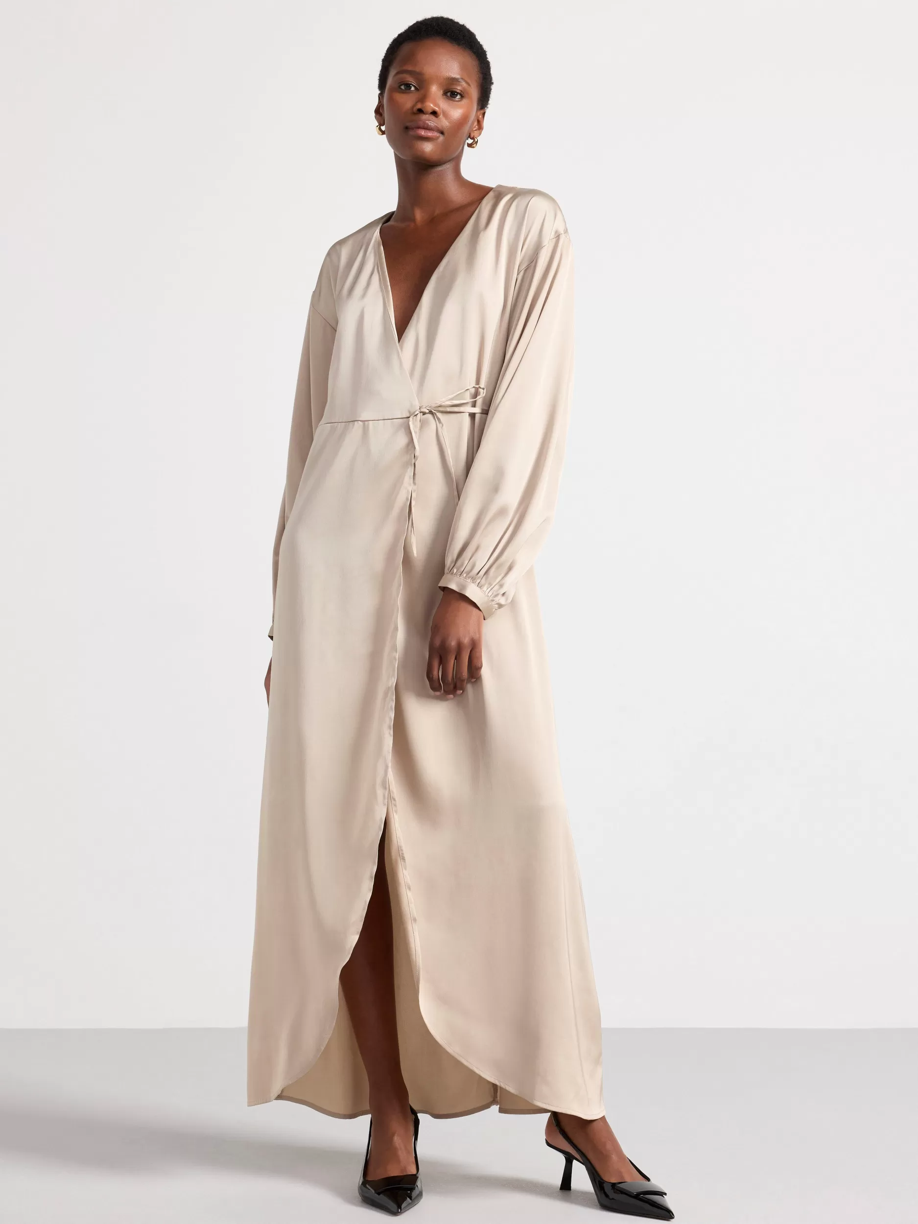 Lindex Kjoler<Omslagskjole I Sateng Beige
