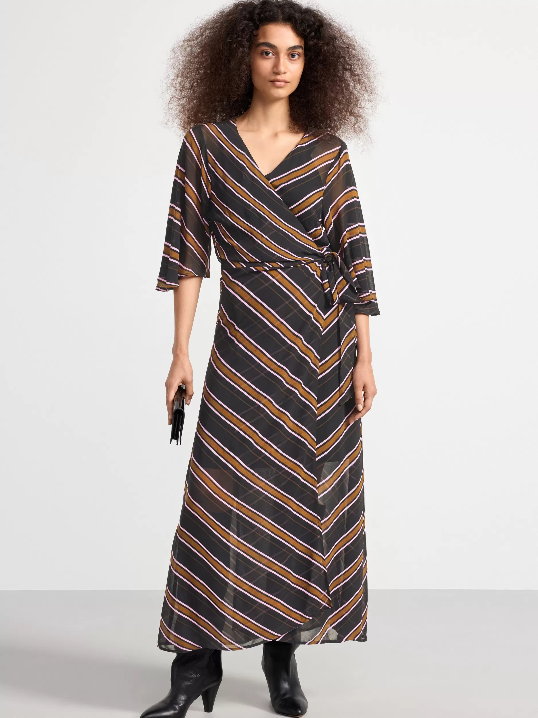 Lindex Kjoler<Omslagskjole Med Striper Black