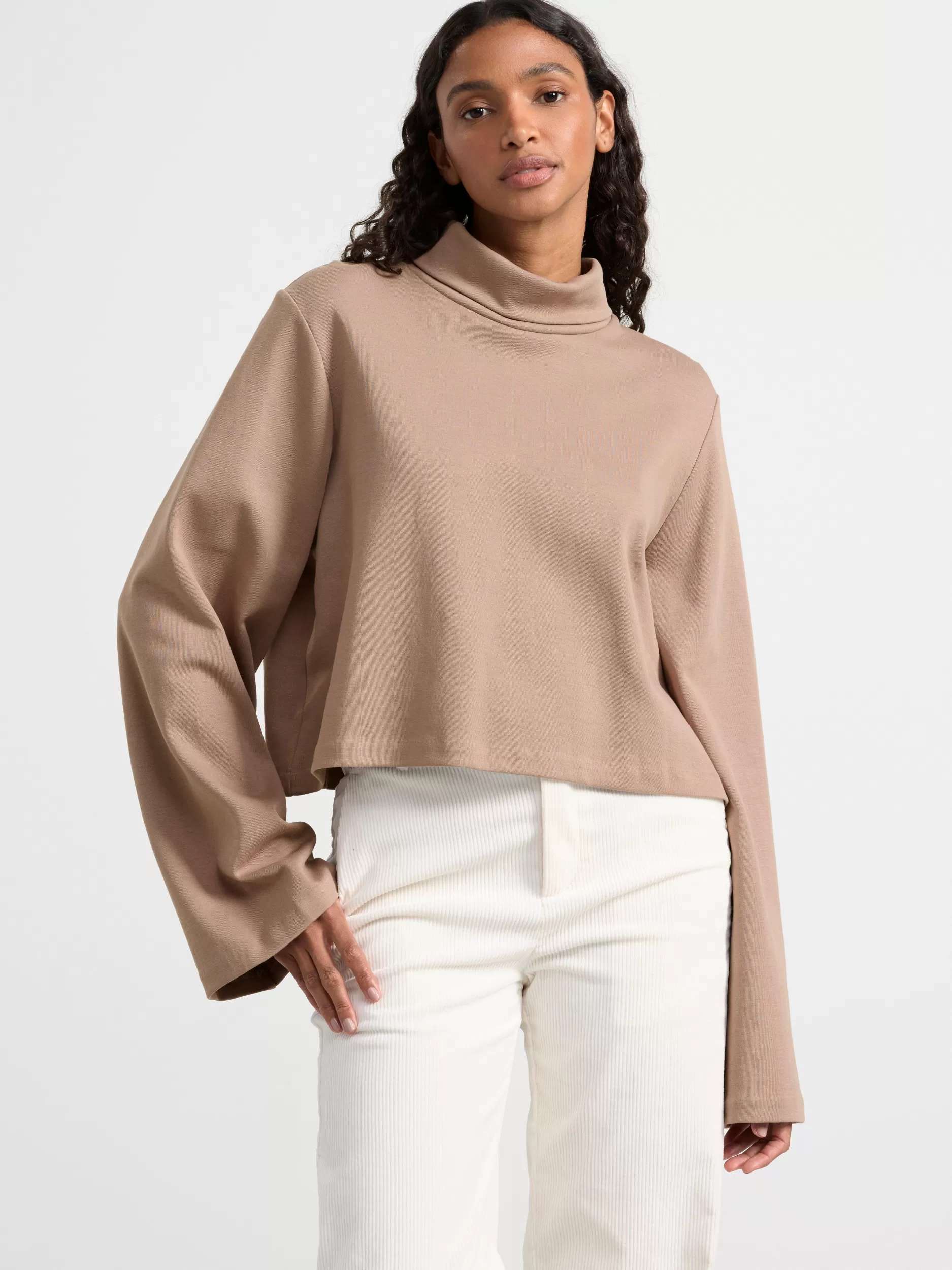 Lindex Topper & T-Skjorter<Overdel Med Hoy Hals Light Dusty Brown