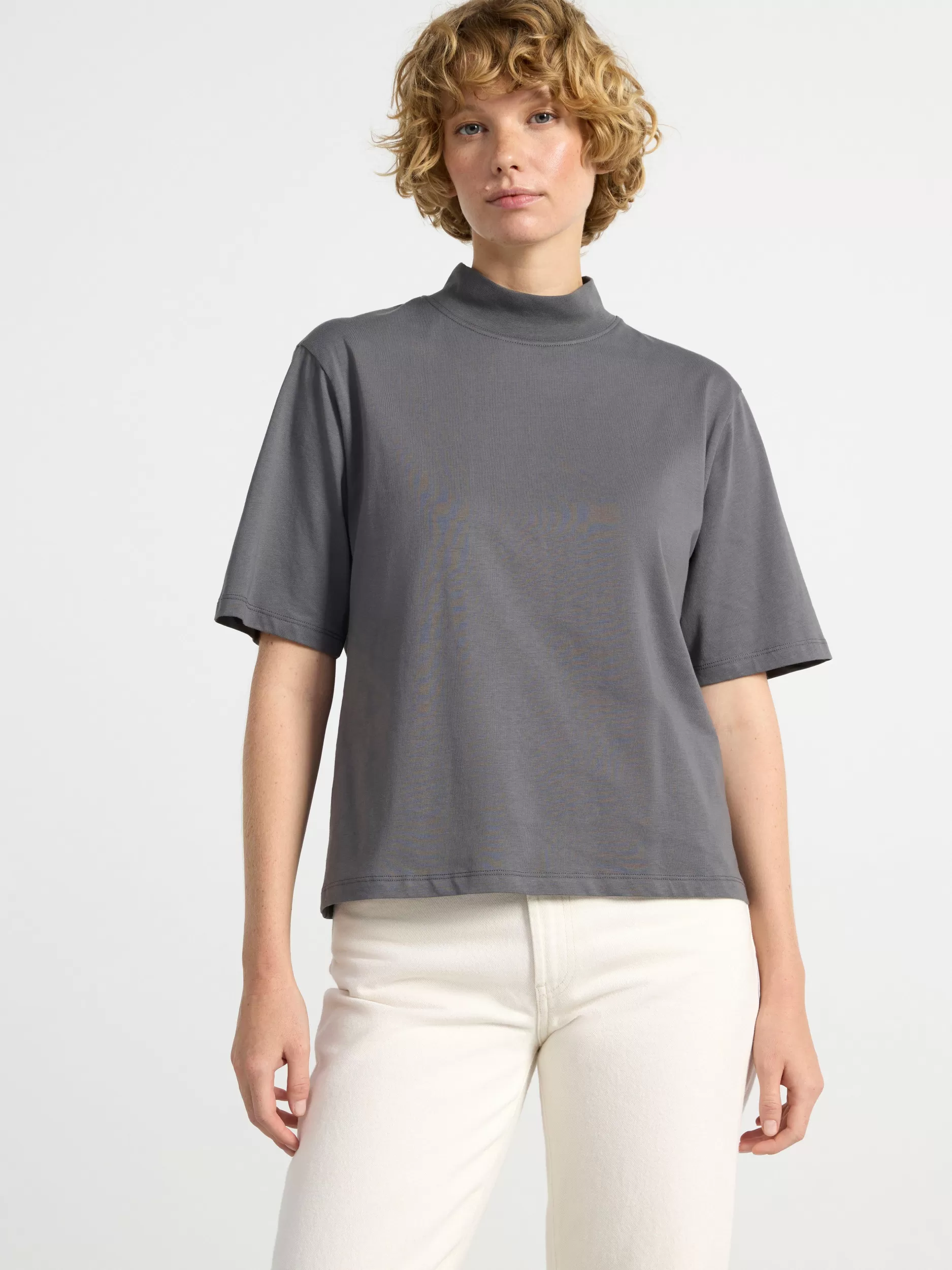 Lindex Topper & T-Skjorter<Overdel Med Korte Ermer Med Mellomhoy Hals Dark Grey