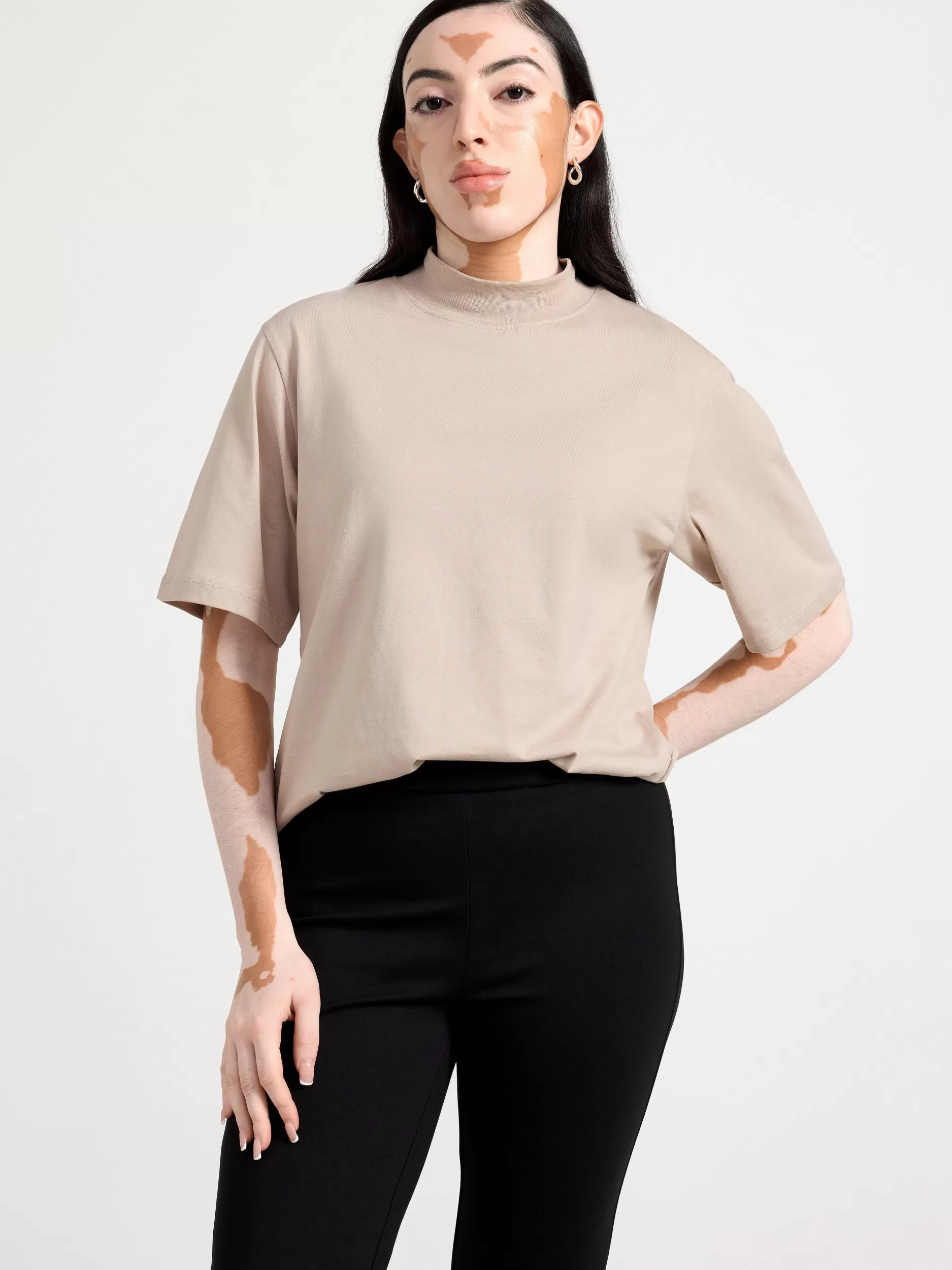 Lindex Topper & T-Skjorter<Overdel Med Korte Ermer Med Mellomhoy Hals Light Dusty Beige