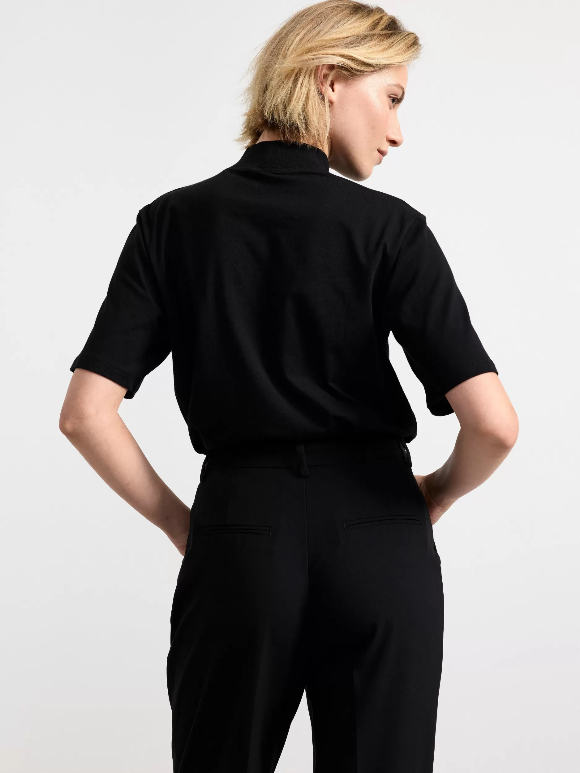 Lindex Topper & T-Skjorter<Overdel Med Korte Ermer Med Mellomhoy Hals Black