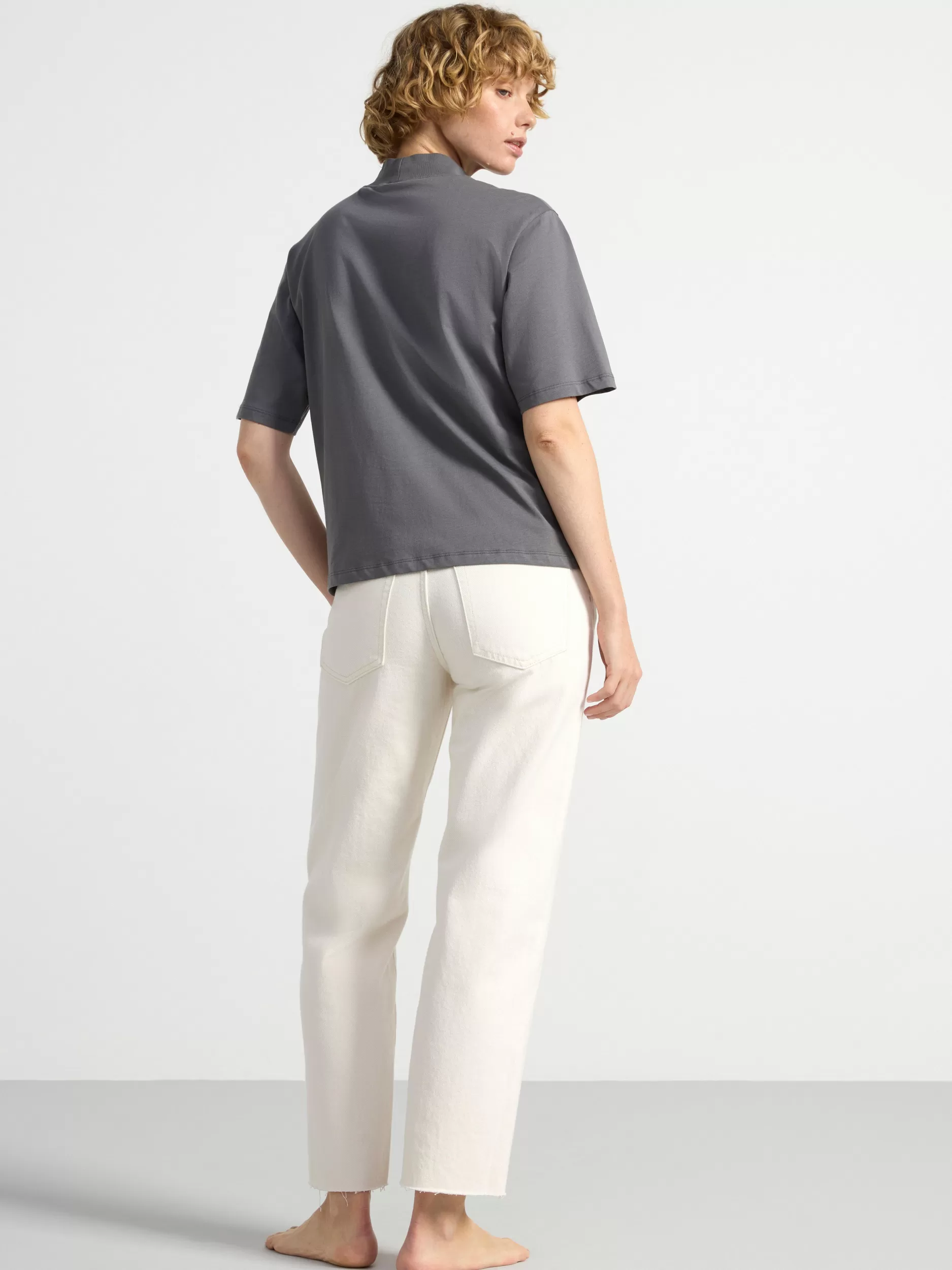 Lindex Topper & T-Skjorter<Overdel Med Korte Ermer Med Mellomhoy Hals Dark Grey