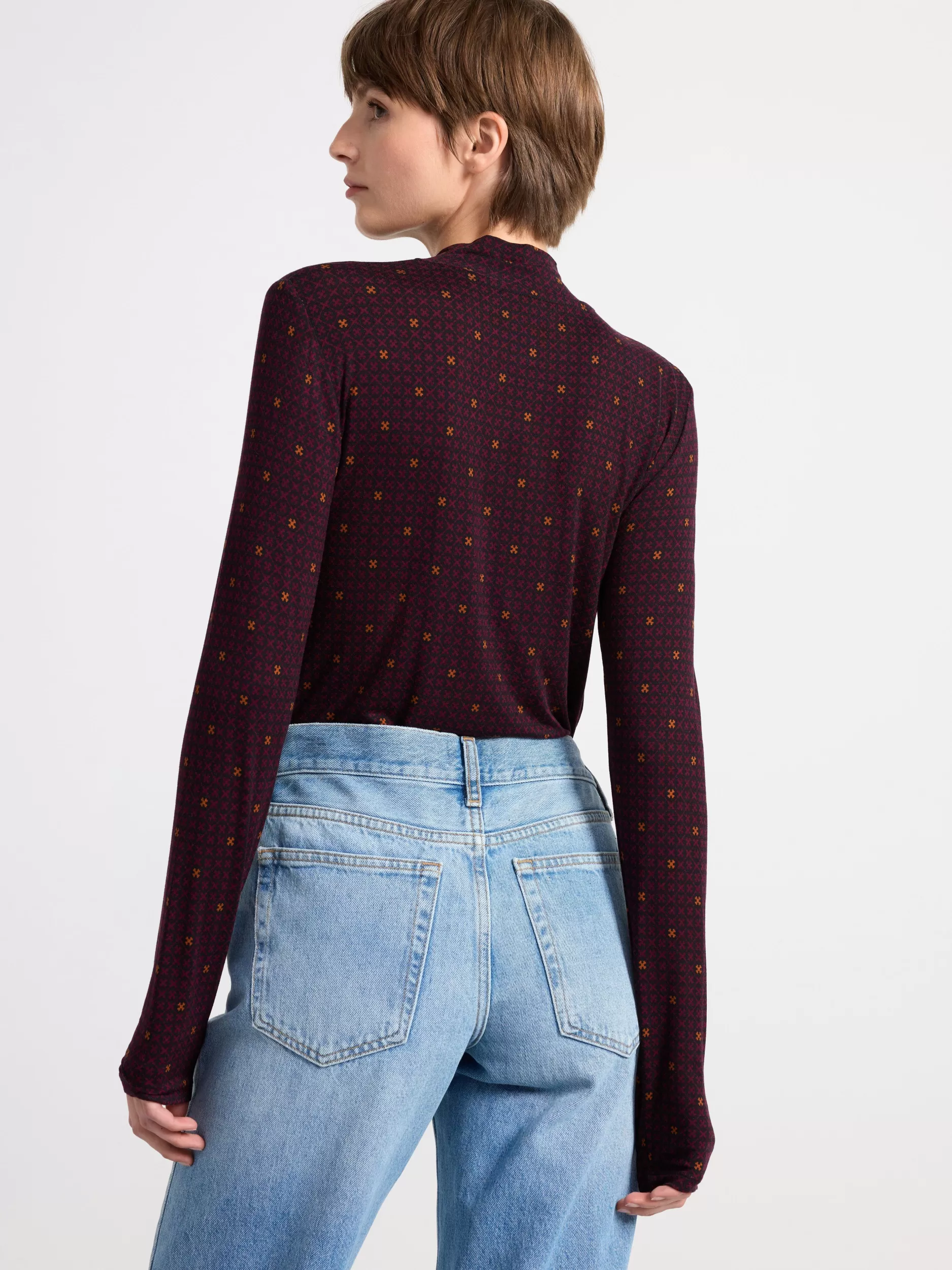 Lindex Topper & T-Skjorter<Overdel Med Mellomhoy Hals Og Monster Dark Dusty Red