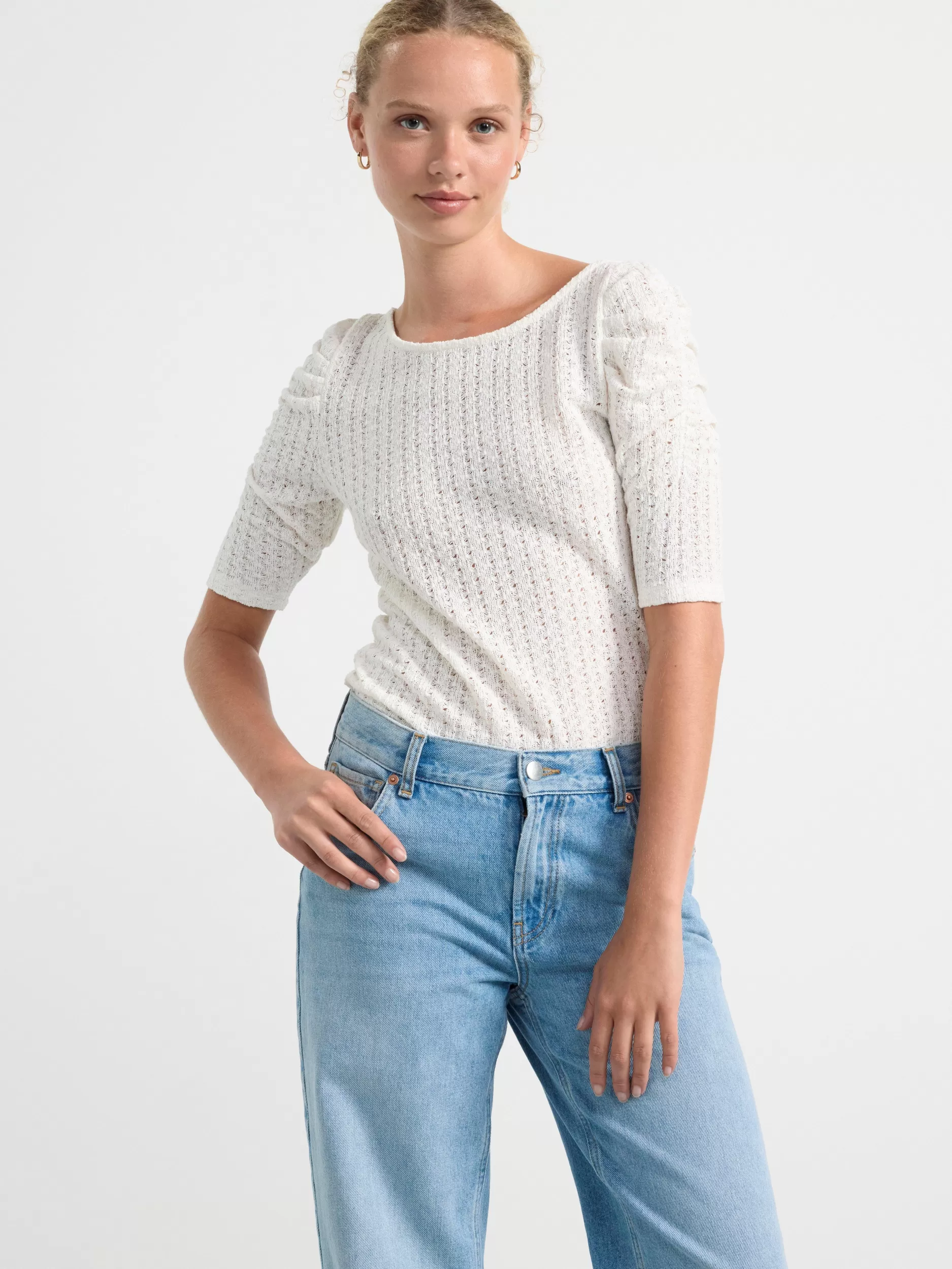Lindex Topper & T-Skjorter<Overdel Med Puffermer Off White