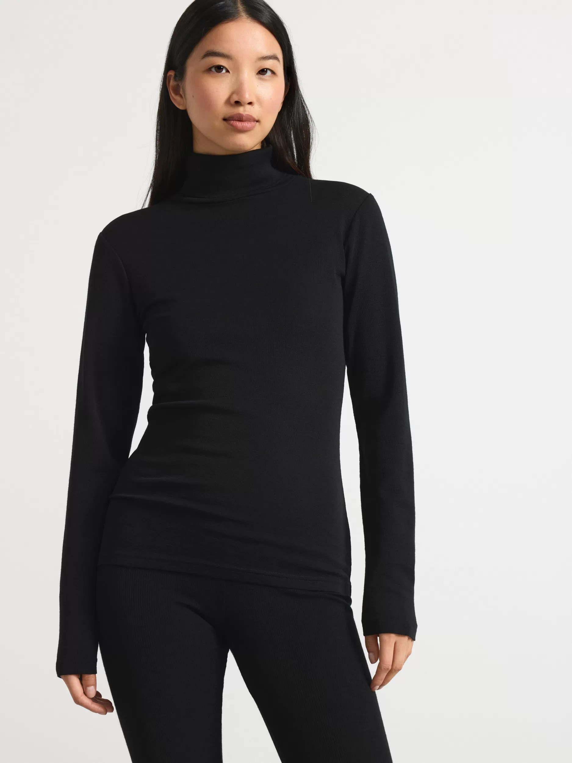Lindex Ullundertøy<Overdel Med Rullekrage I Merinoull Black