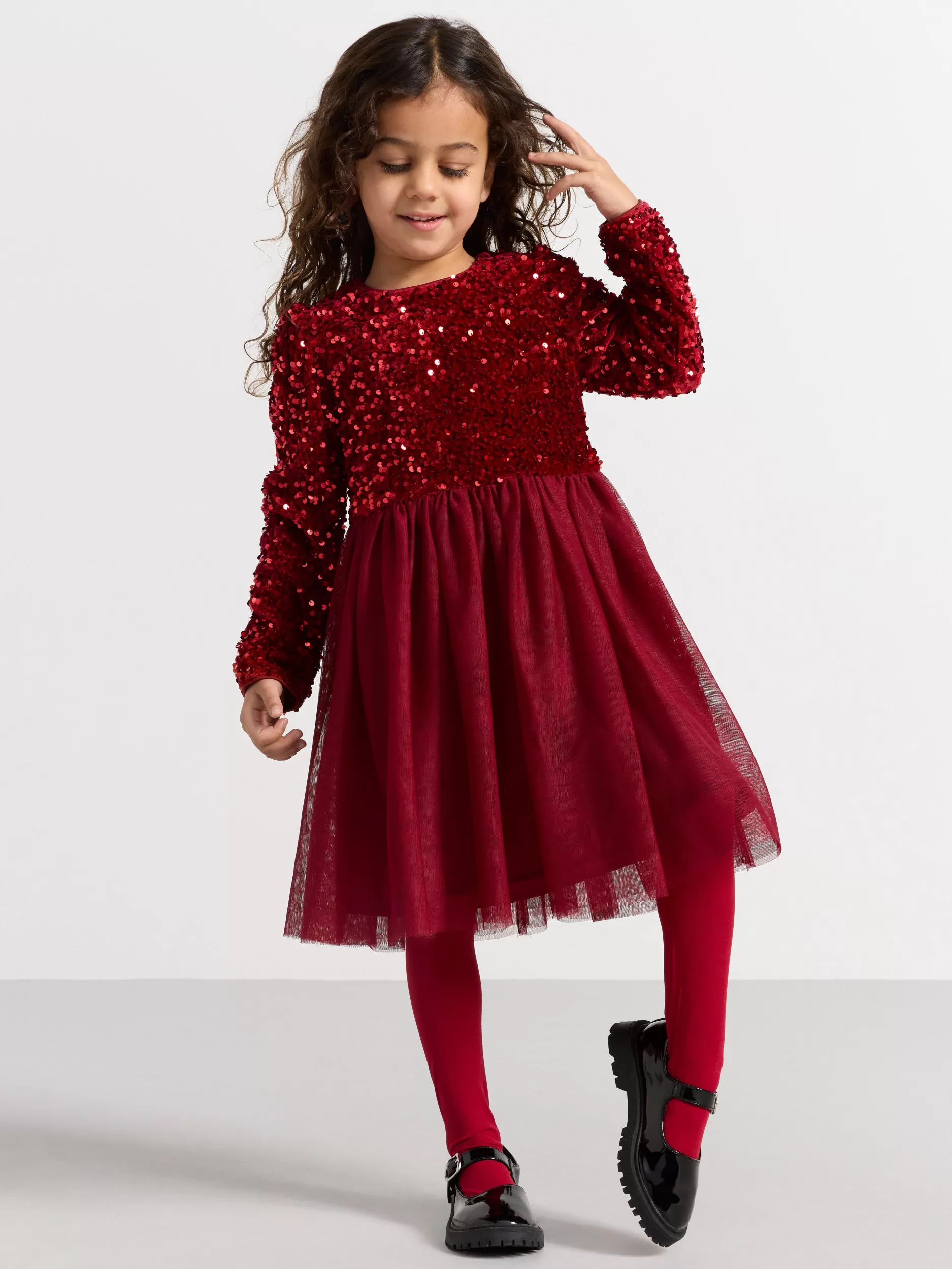 Lindex Kjoler<Paljettkjole Med TyllSkjørt Dark Dusty Red
