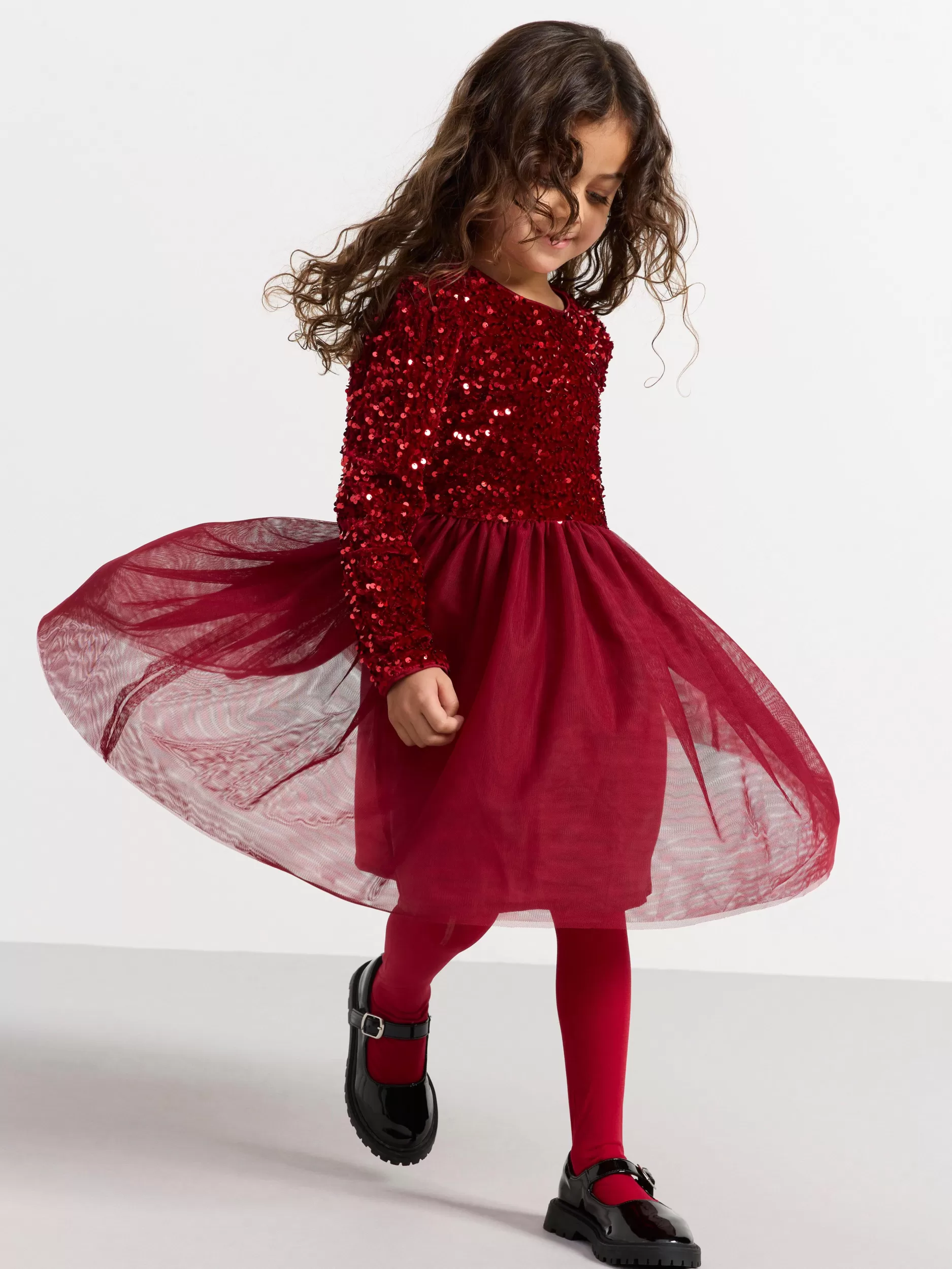 Lindex Kjoler<Paljettkjole Med TyllSkjørt Dark Dusty Red