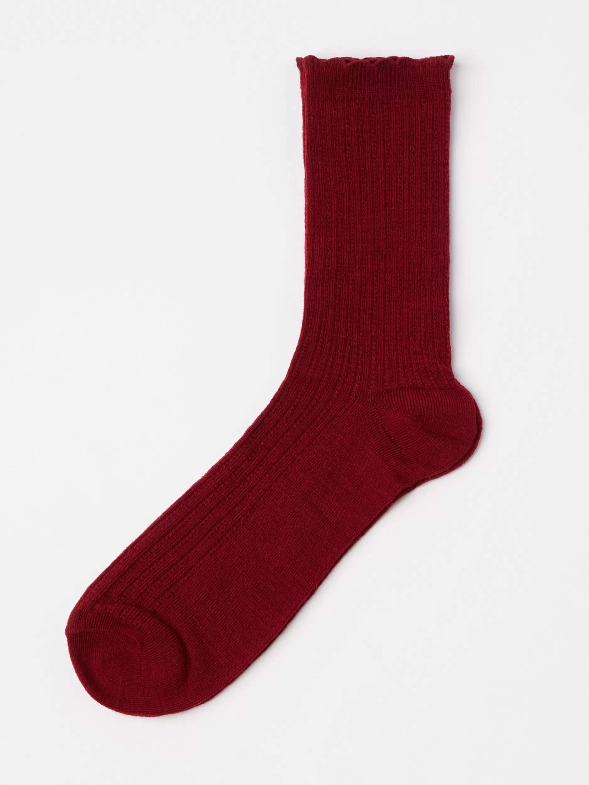Lindex Sokker<Pointelle-Strikkede Sokker I Merinoullblanding Dull Red