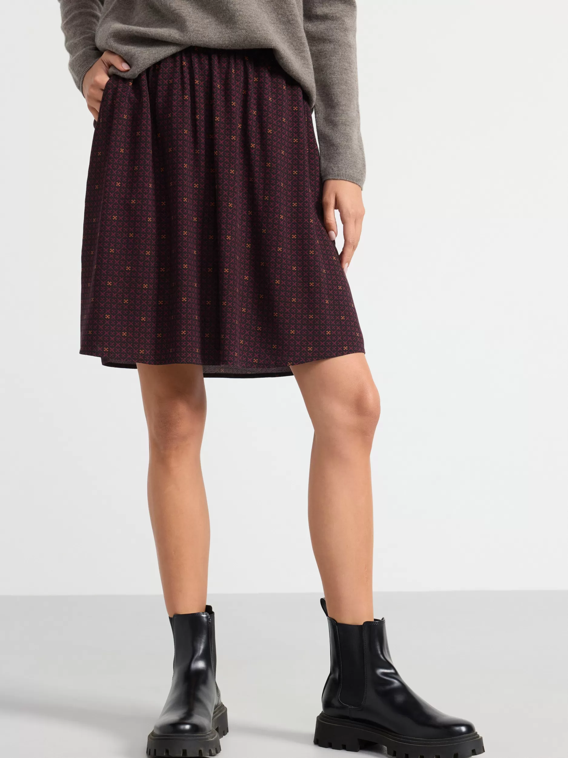 Lindex Skjørt<Prikket MiniSkjørt Dark Dusty Red