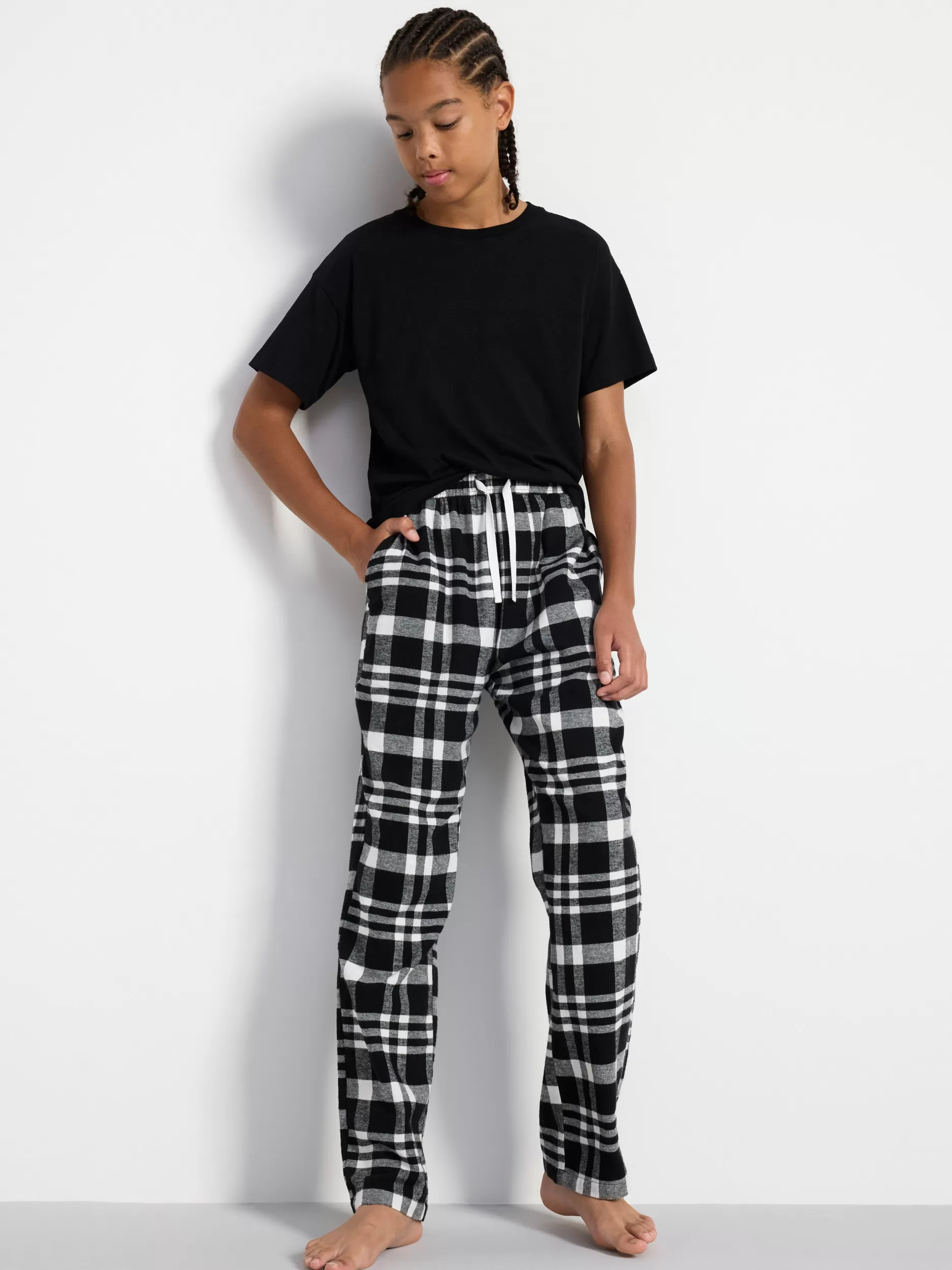 Lindex Nattøy<Pyjamasbukse I Flanell Med Rutemonster Black