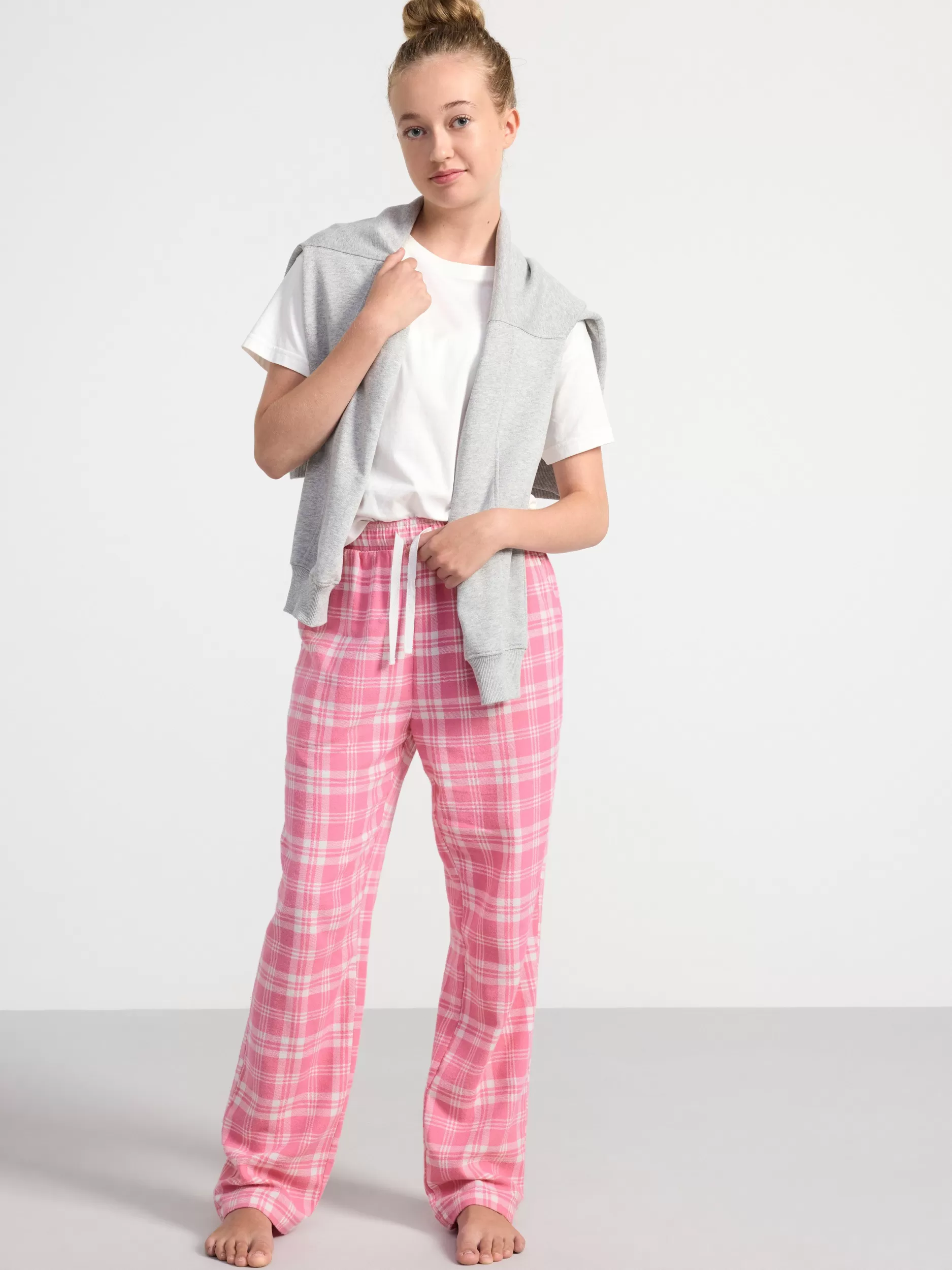 Lindex Nattøy<Pyjamasbukse I Flanell Med Rutemonster Pink