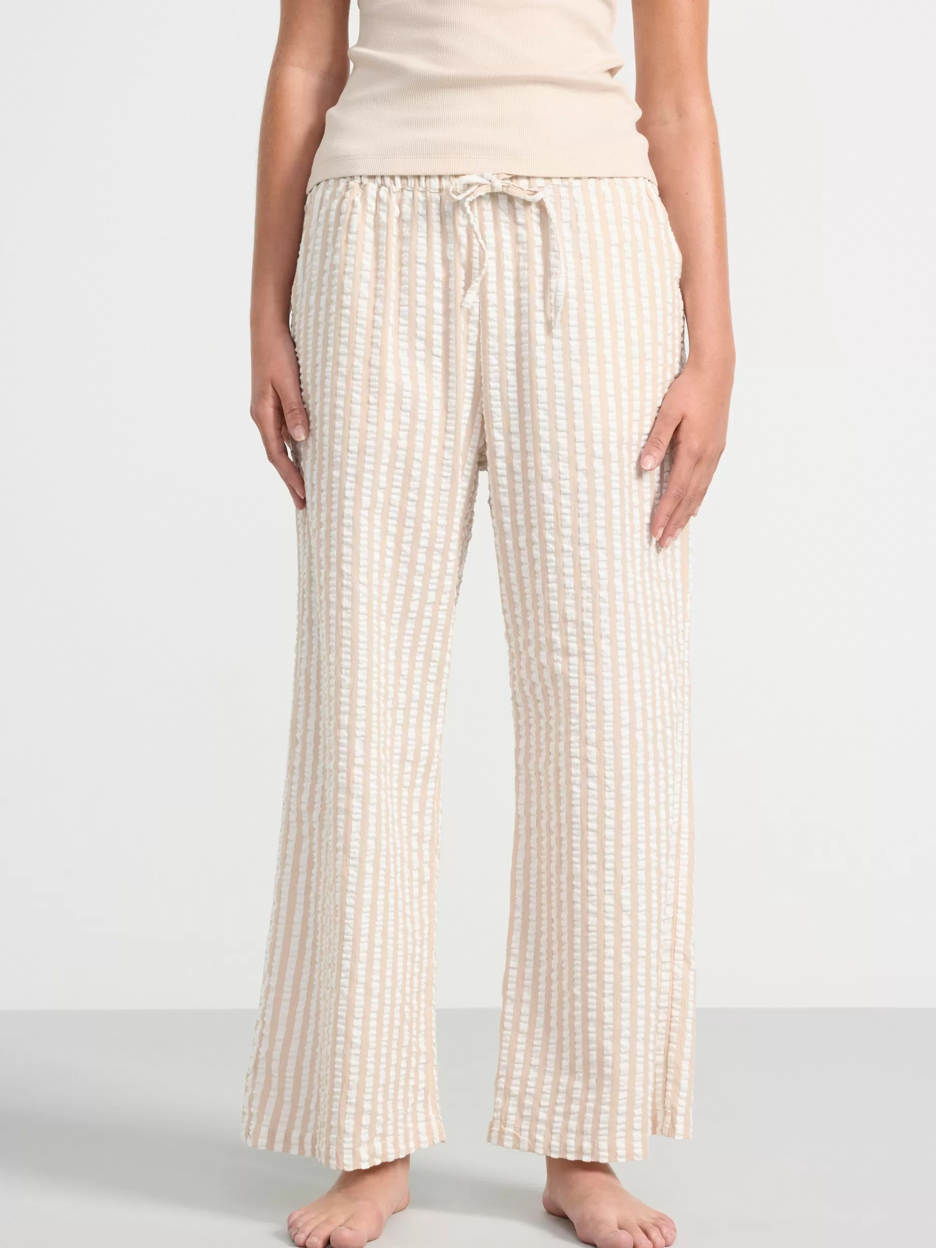 Lindex Nattøy<Pyjamasbukse I Seersucker Beige