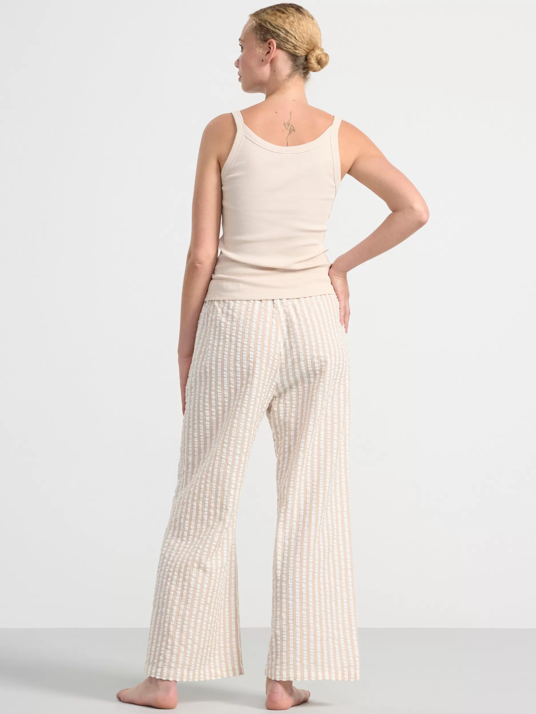 Lindex Nattøy<Pyjamasbukse I Seersucker Beige