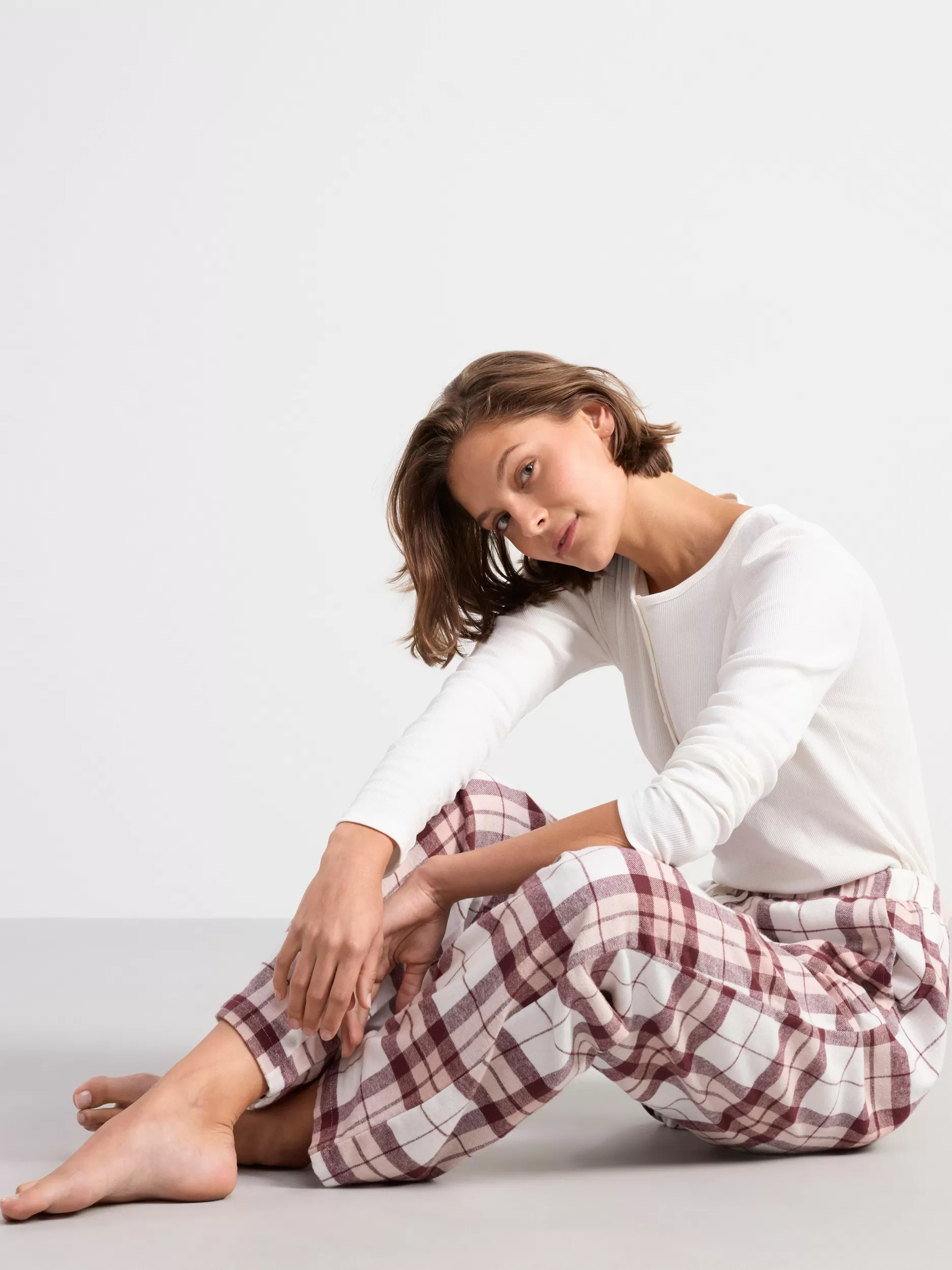 Lindex Nattøy<Pyjamasbukser I Flanell Light Dusty Pink