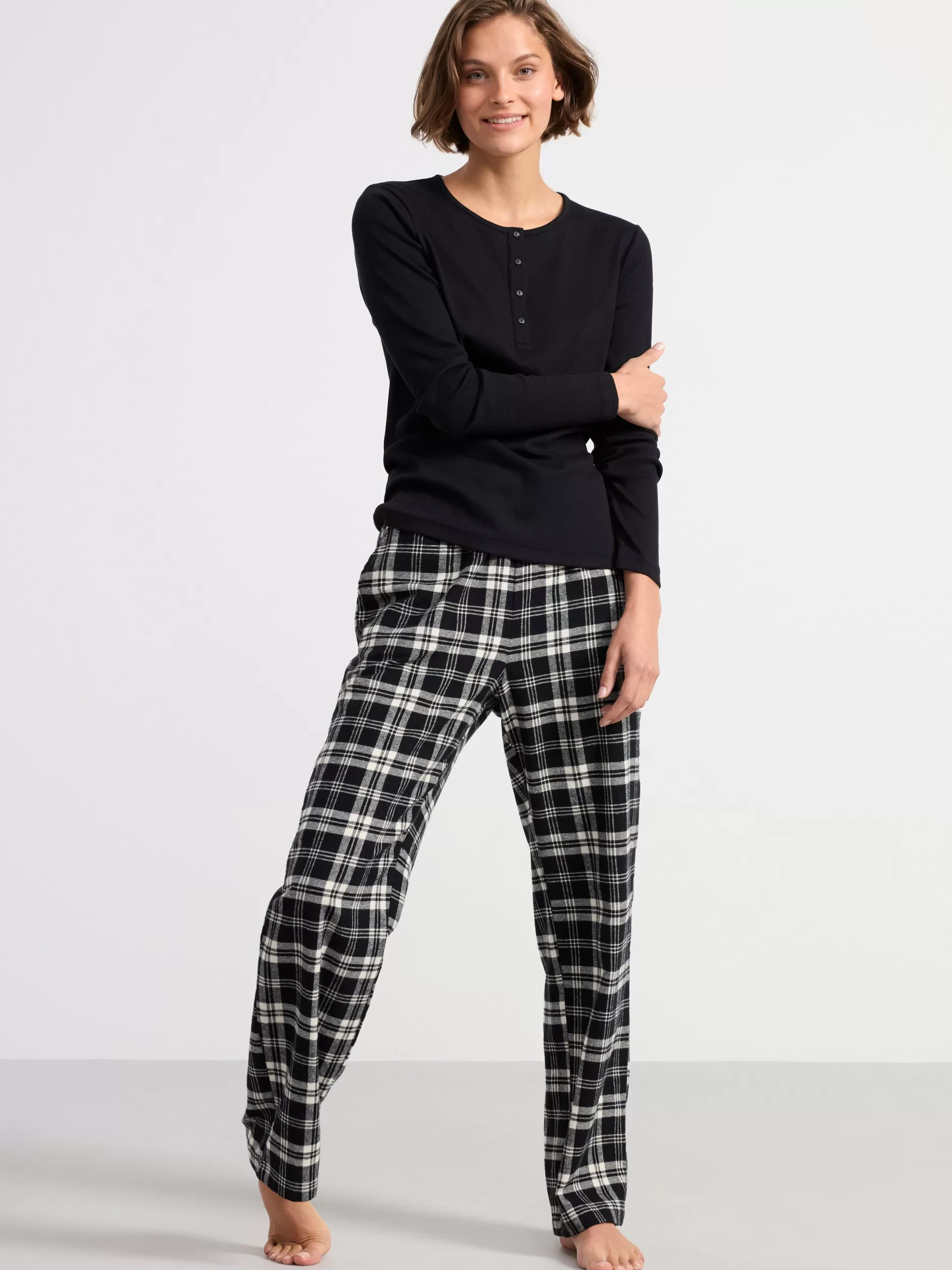 Lindex Nattøy<Pyjamasbukser I Flanell Black
