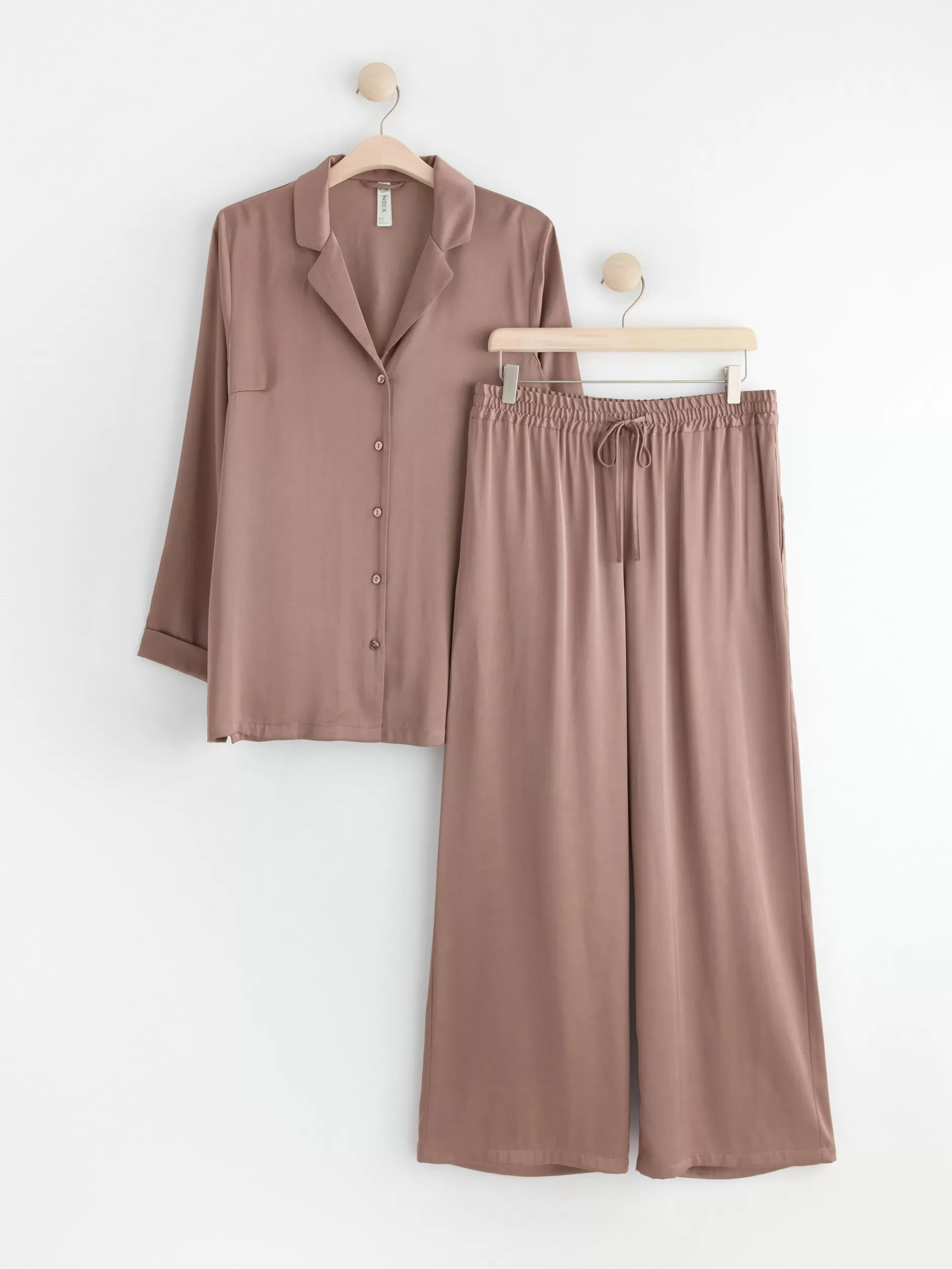 Lindex Nattøy<Pyjamassett I Sateng Dark Dusty Pink