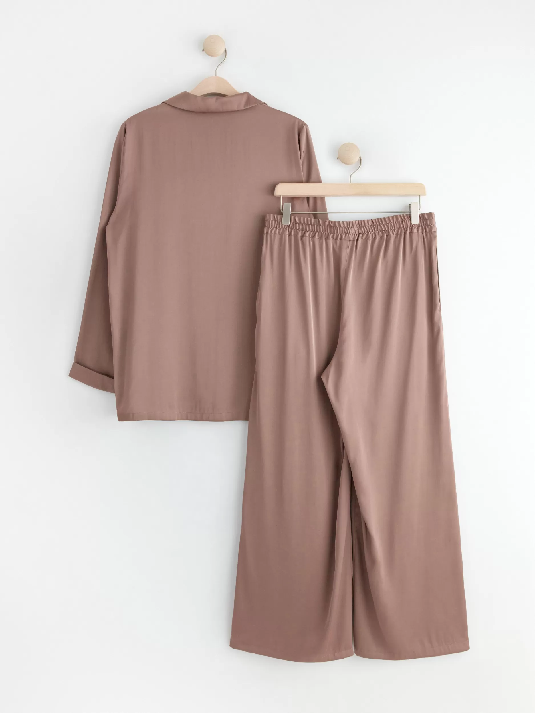 Lindex Nattøy<Pyjamassett I Sateng Dark Dusty Pink