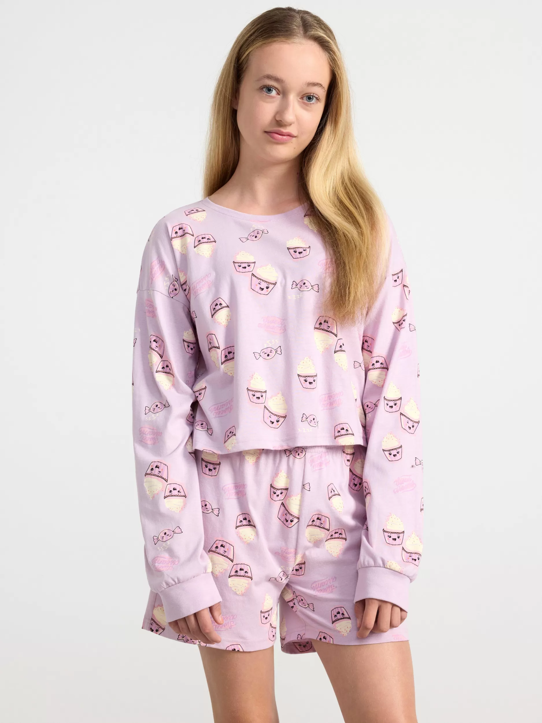 Lindex Nattøy<Pyjamassett Med Cupcakes Light Lilac