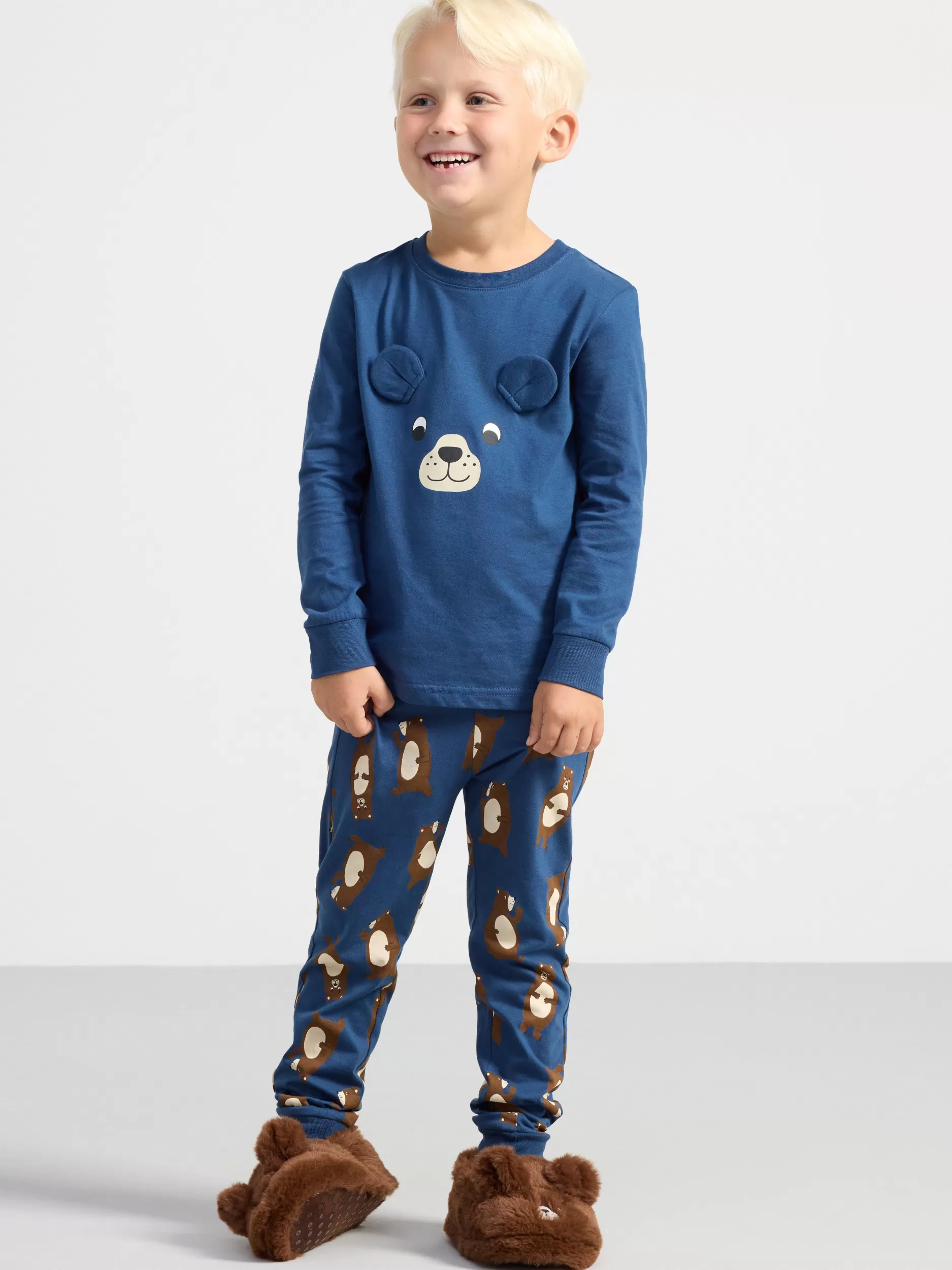 Lindex Nattøy<Pyjamassett Med Dyr Dark Dusty Blue