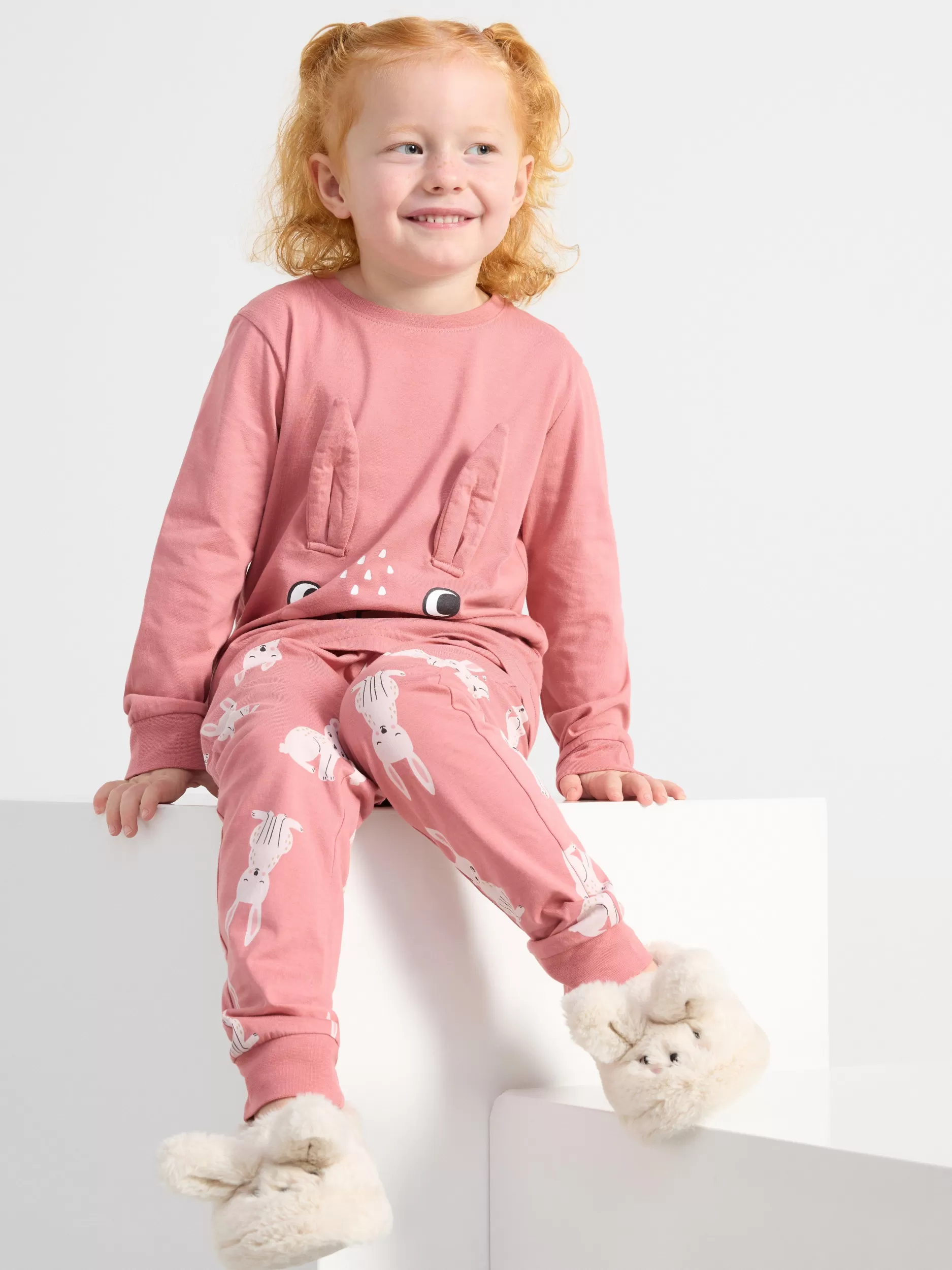 Lindex Nattøy<Pyjamassett Med Dyr Dusty Pink