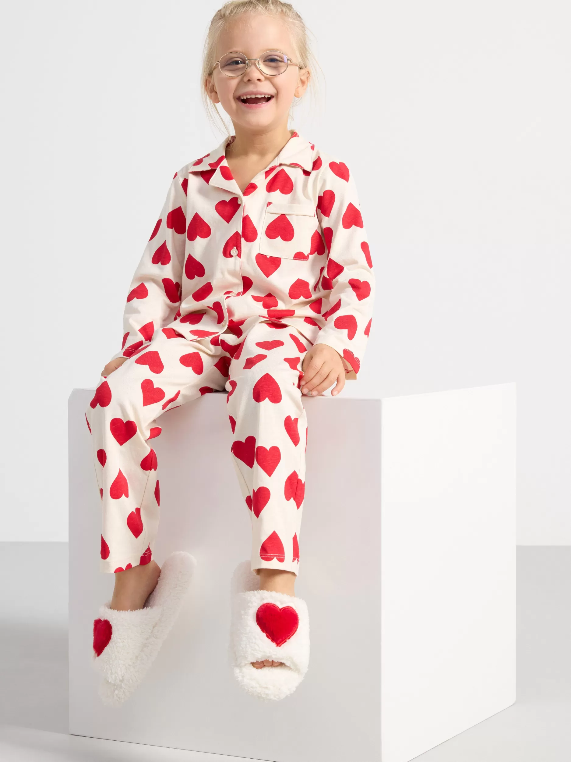 Lindex Nattøy<Pyjamassett Med Hjerter Light Beige