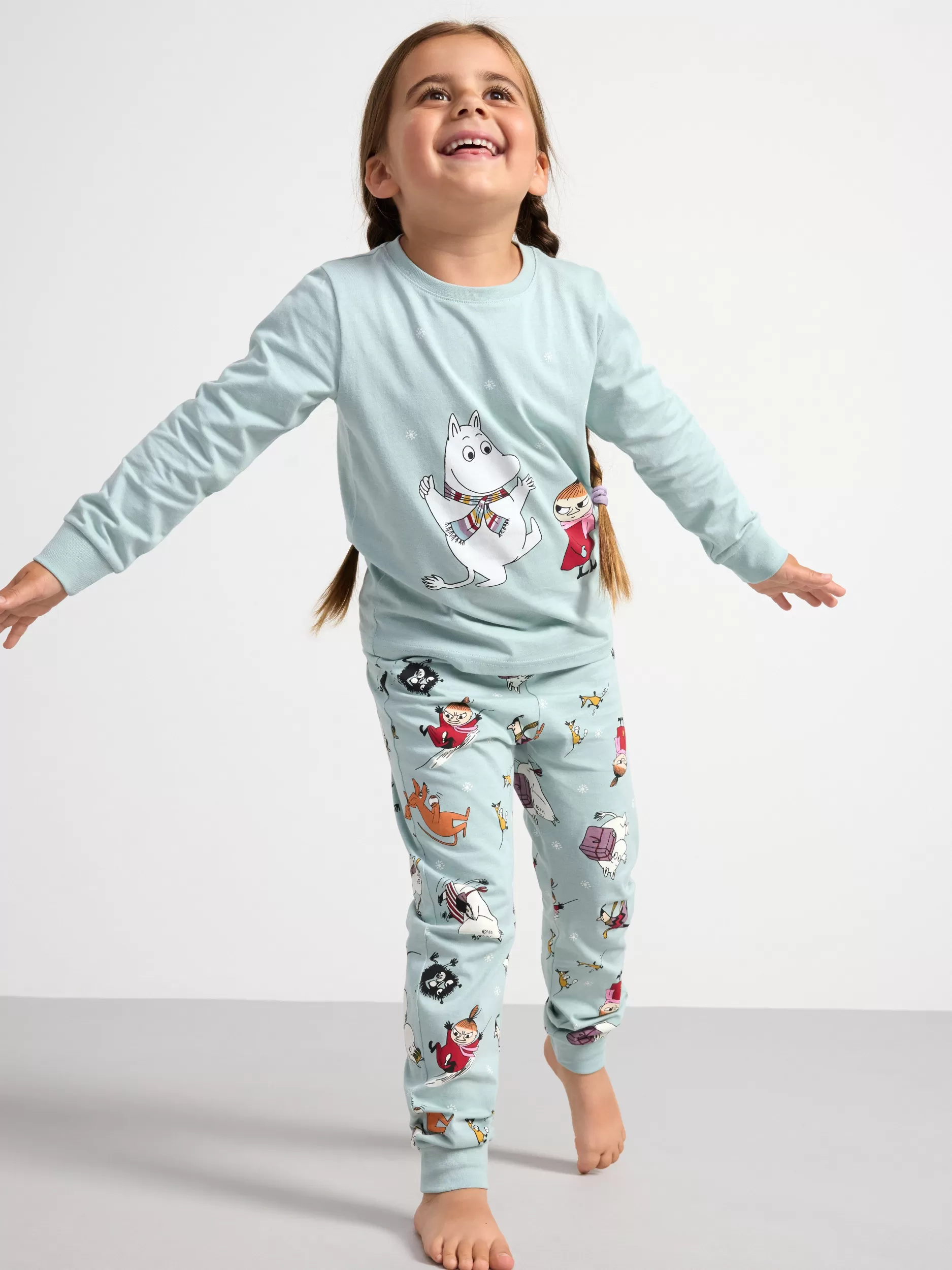 Lindex Nattøy<Pyjamassett Med Mummi-Trykk Light Dusty Aqua