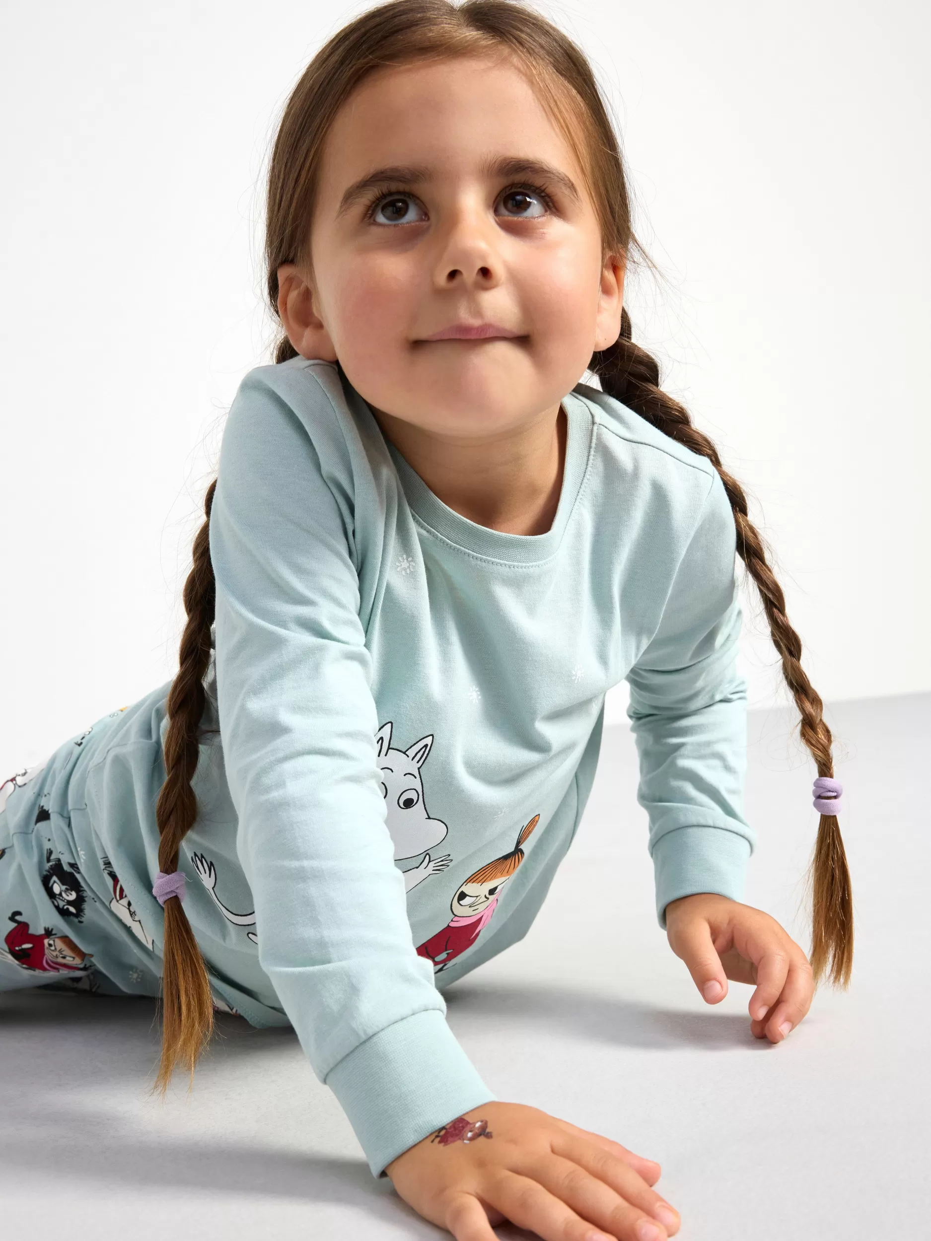 Lindex Nattøy<Pyjamassett Med Mummi-Trykk Light Dusty Aqua