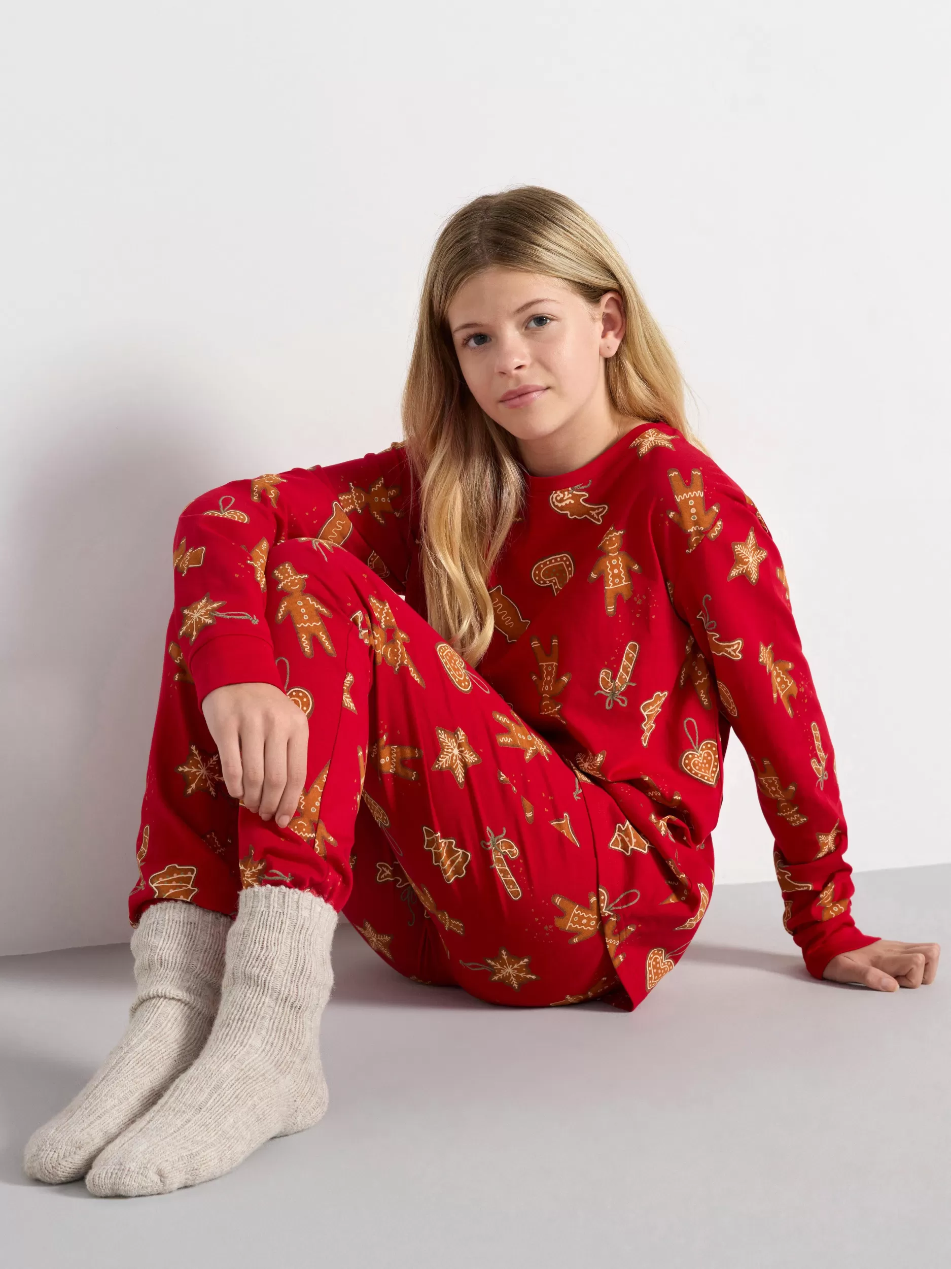 Lindex Nattøy<Pyjamassett Med Overdel Og Bukse Red