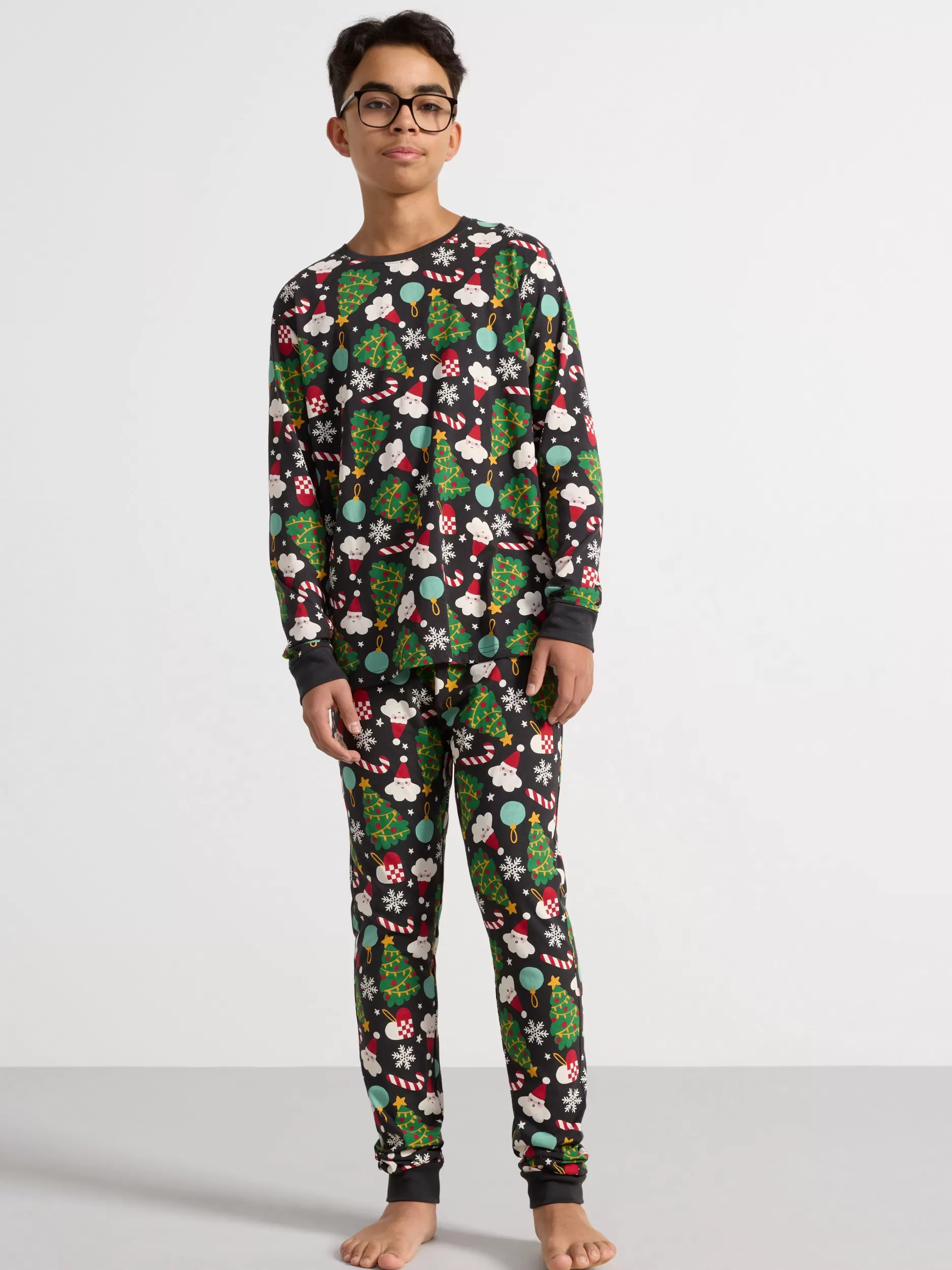 Lindex Nattøy<Pyjamassett Med Overdel Og Bukse Offblack